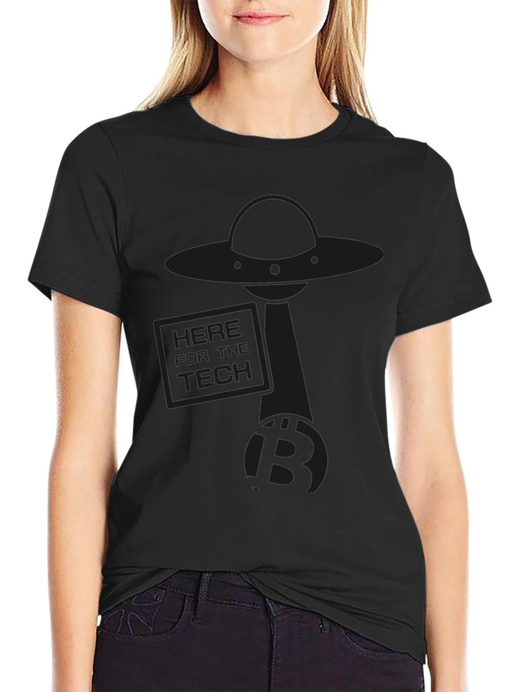 Here for the Tech Black T-Shirt