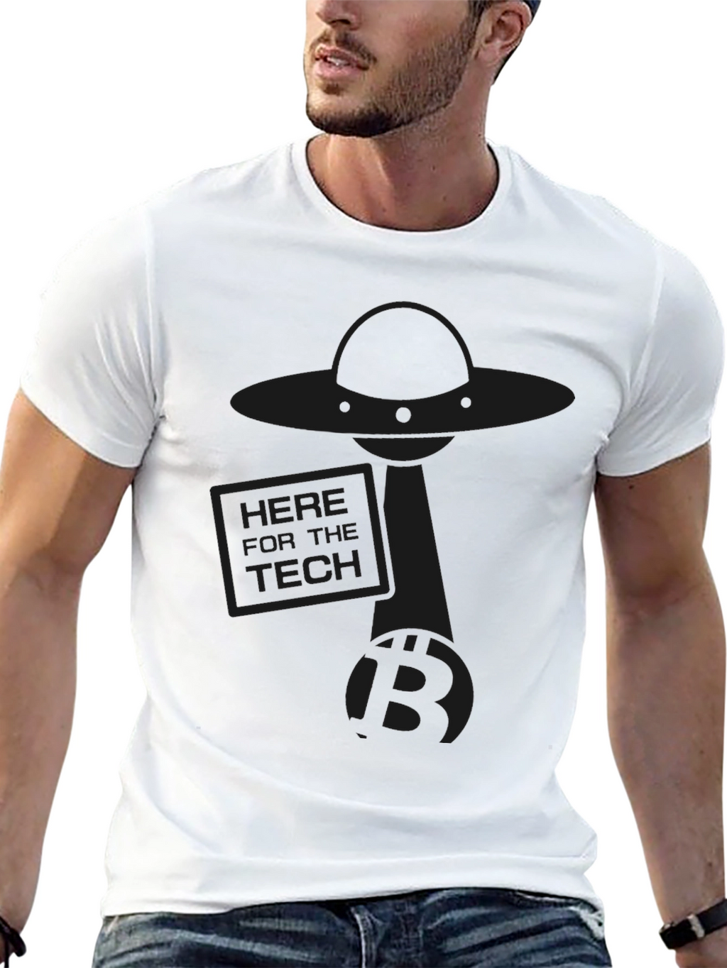 Here for the Tech Black T-Shirt