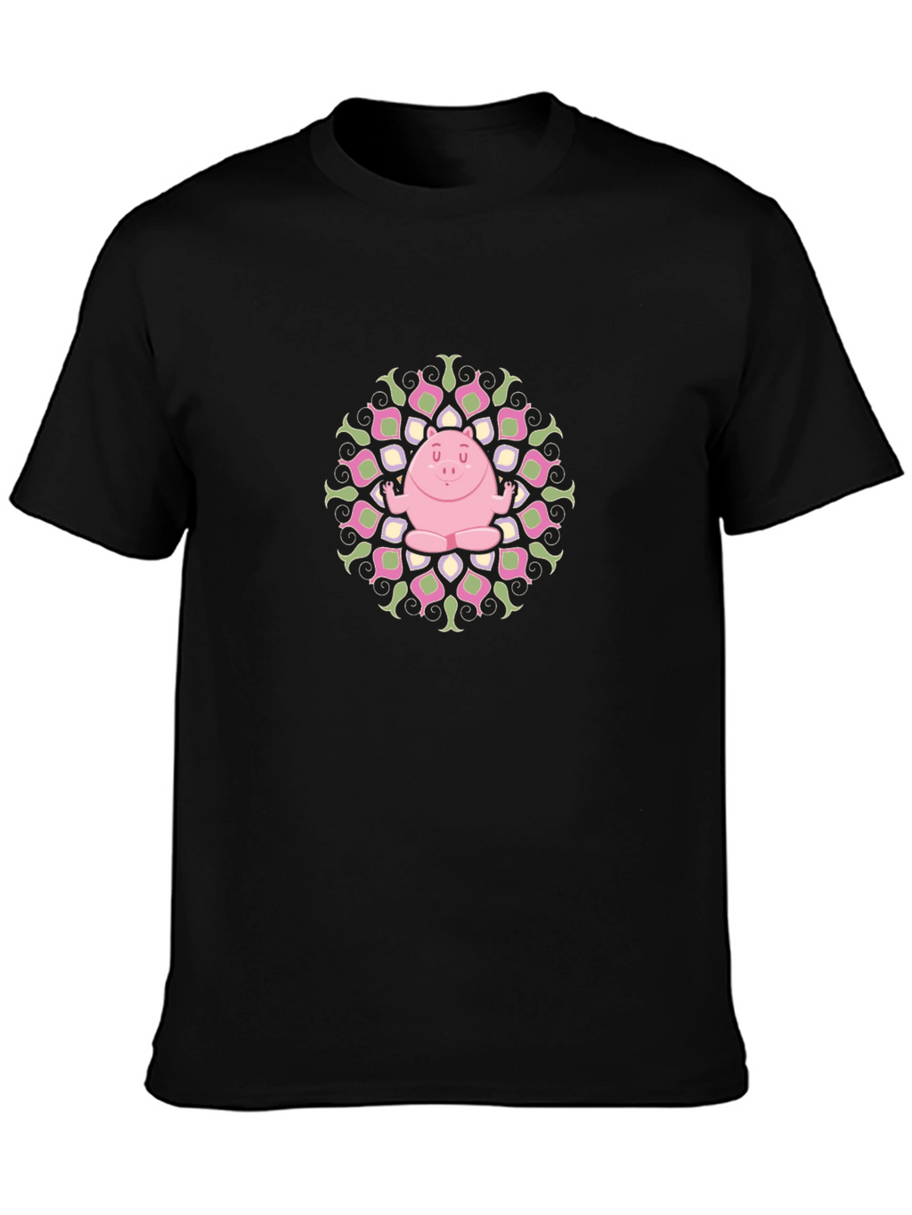 Yoga Pig Mandala Black Tee