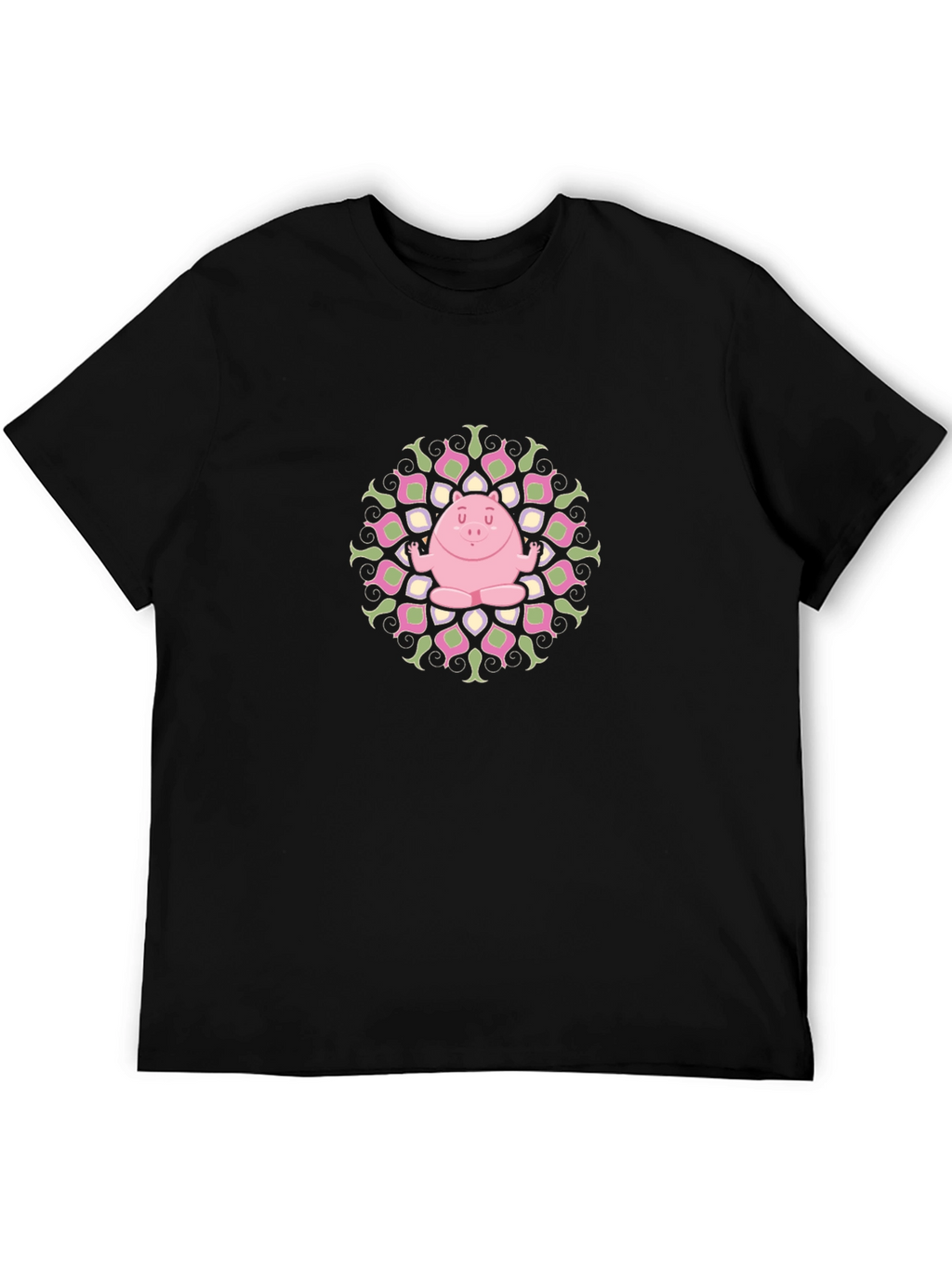 Yoga Pig Mandala Black Tee