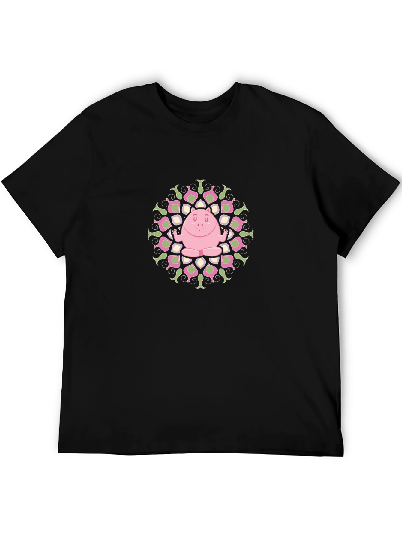 Yoga Pig Mandala Black Tee