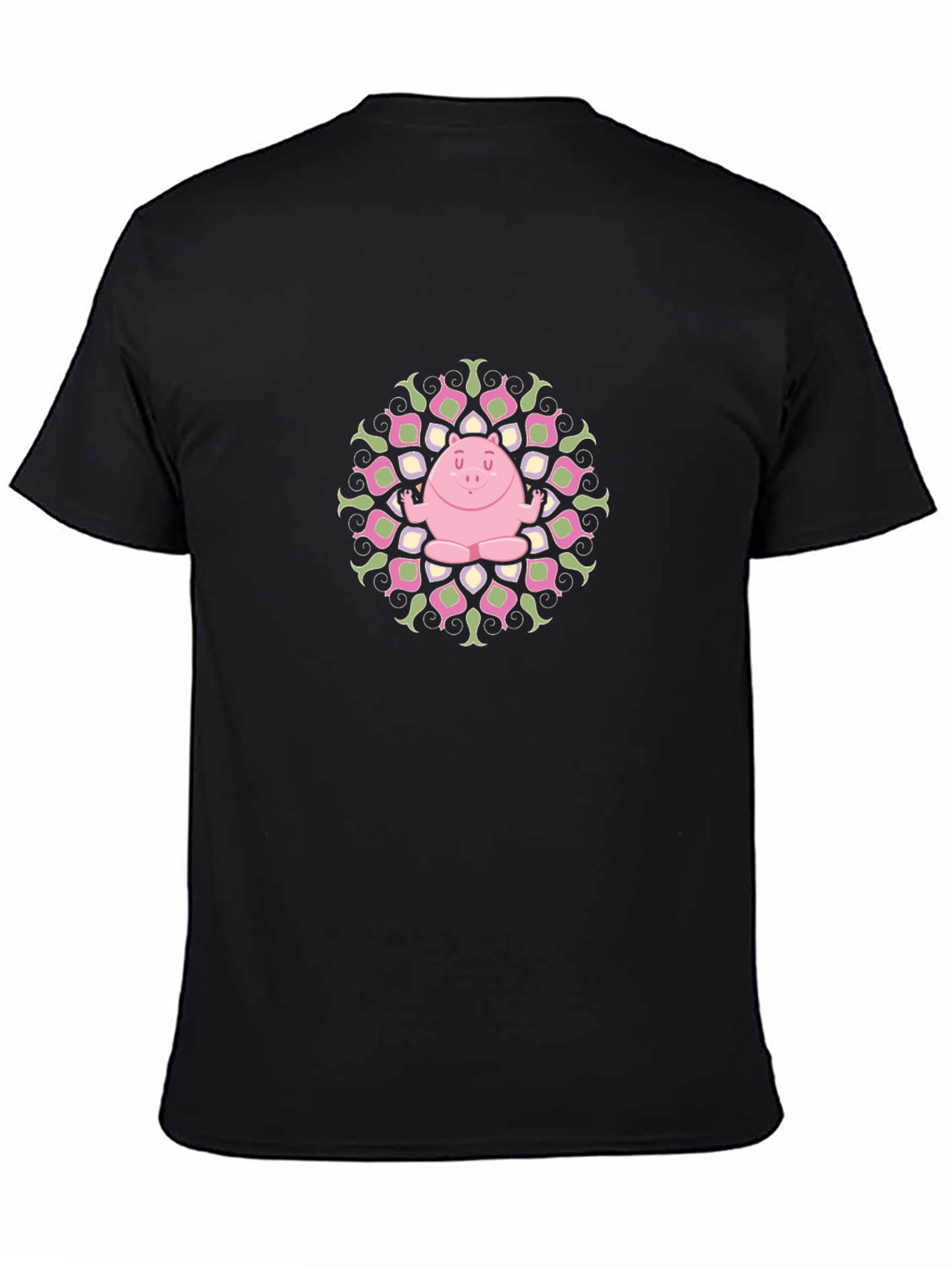 Yoga Pig Mandala Black Tee