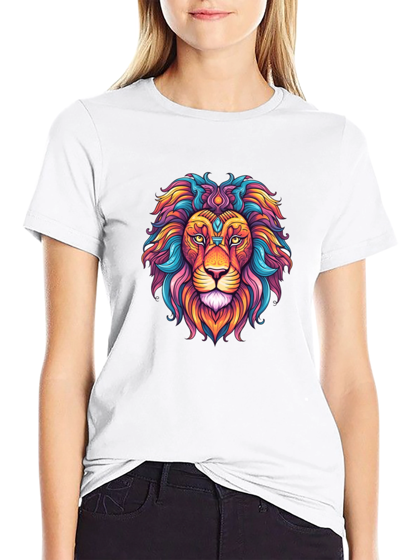 Vibrant Lion Graphic Tee - Colorful Unisex Shirt
