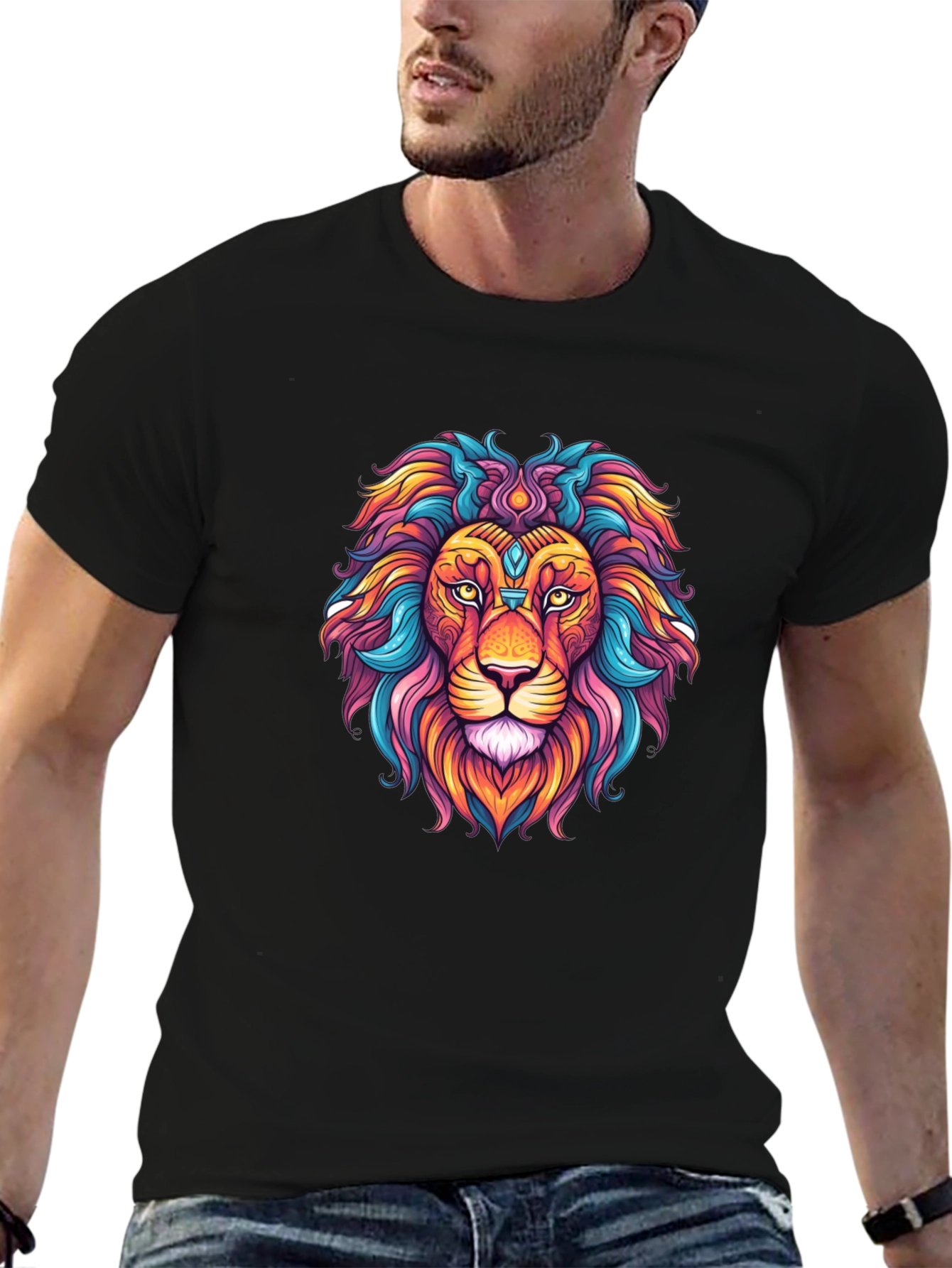 Vibrant Lion Graphic Tee - Colorful Unisex Shirt
