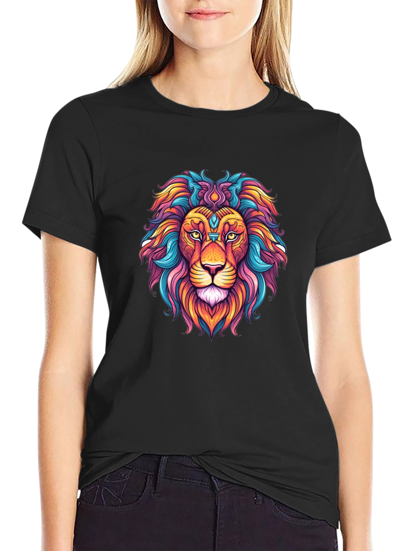 Vibrant Lion Graphic Tee - Colorful Unisex Shirt