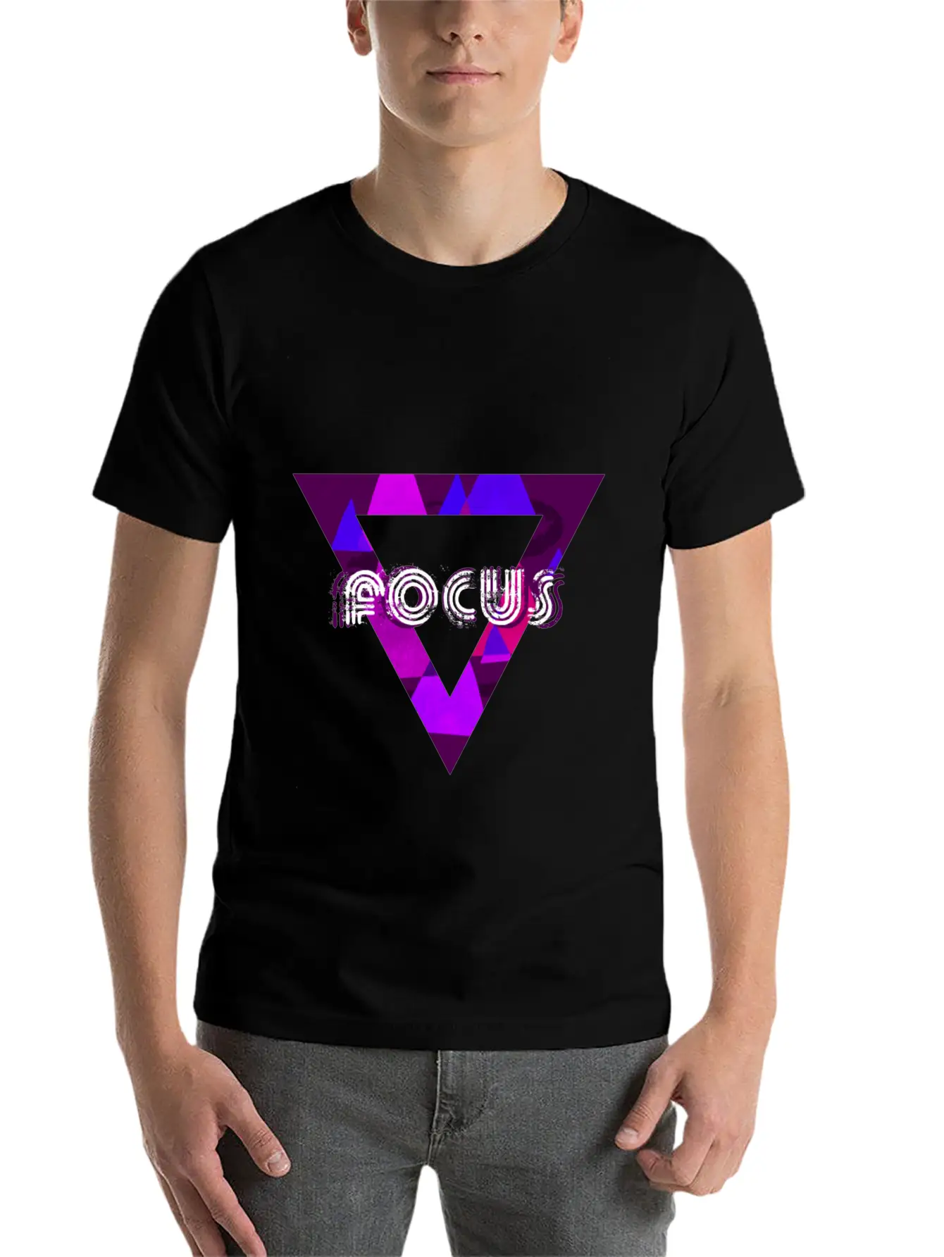 Focus Triangle Neon Inspired Motivational Design Unisex Casual T-Shirt – Clean Design For Daily Comfort