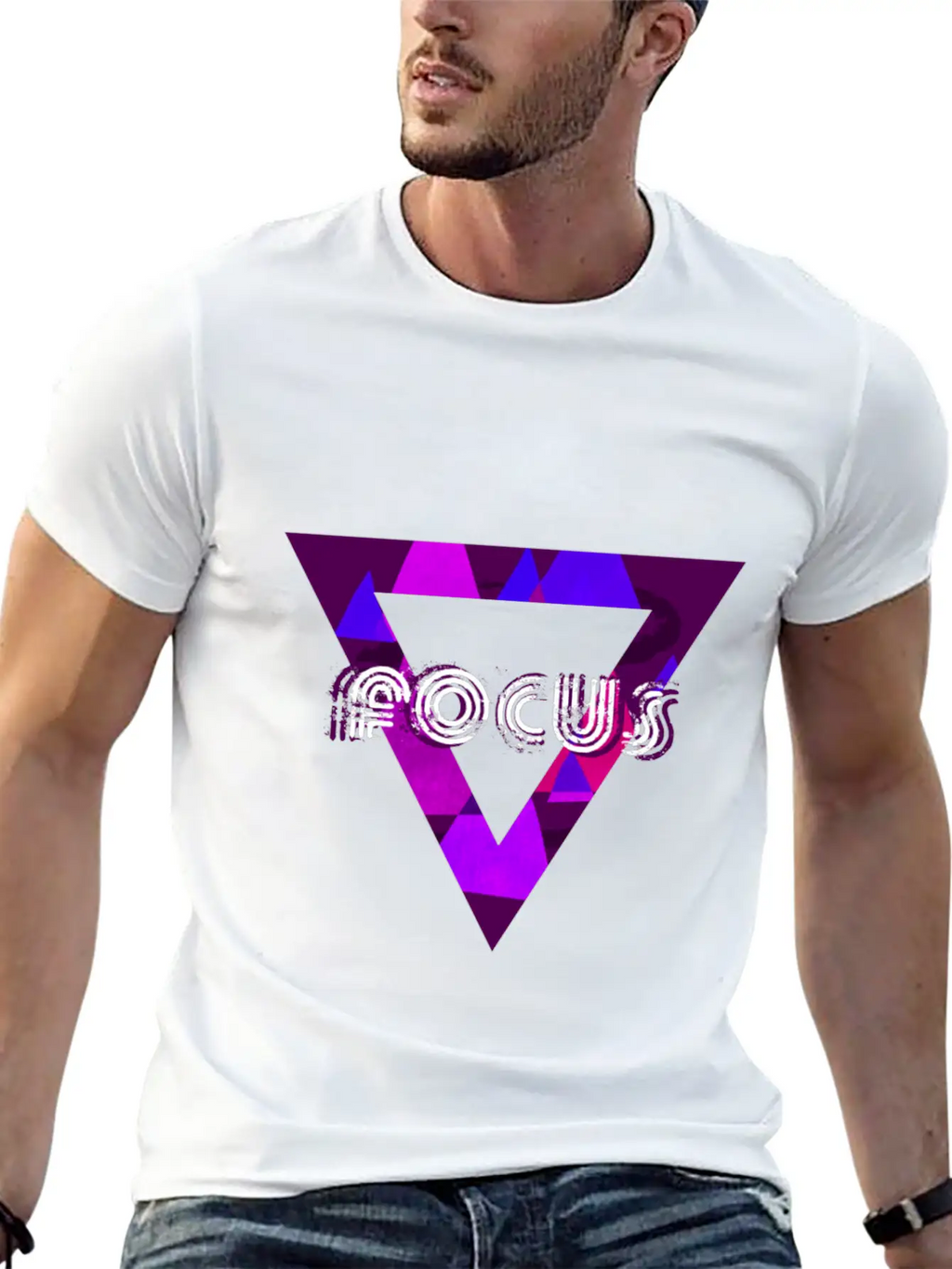 Focus Triangle Neon Inspired Motivational Design Unisex Casual T-Shirt – Clean Design For Daily Comfort