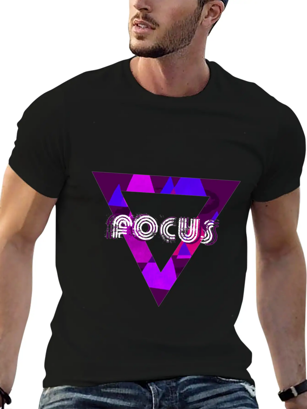 Focus Triangle Neon Inspired Motivational Design Unisex Casual T-Shirt – Clean Design For Daily Comfort