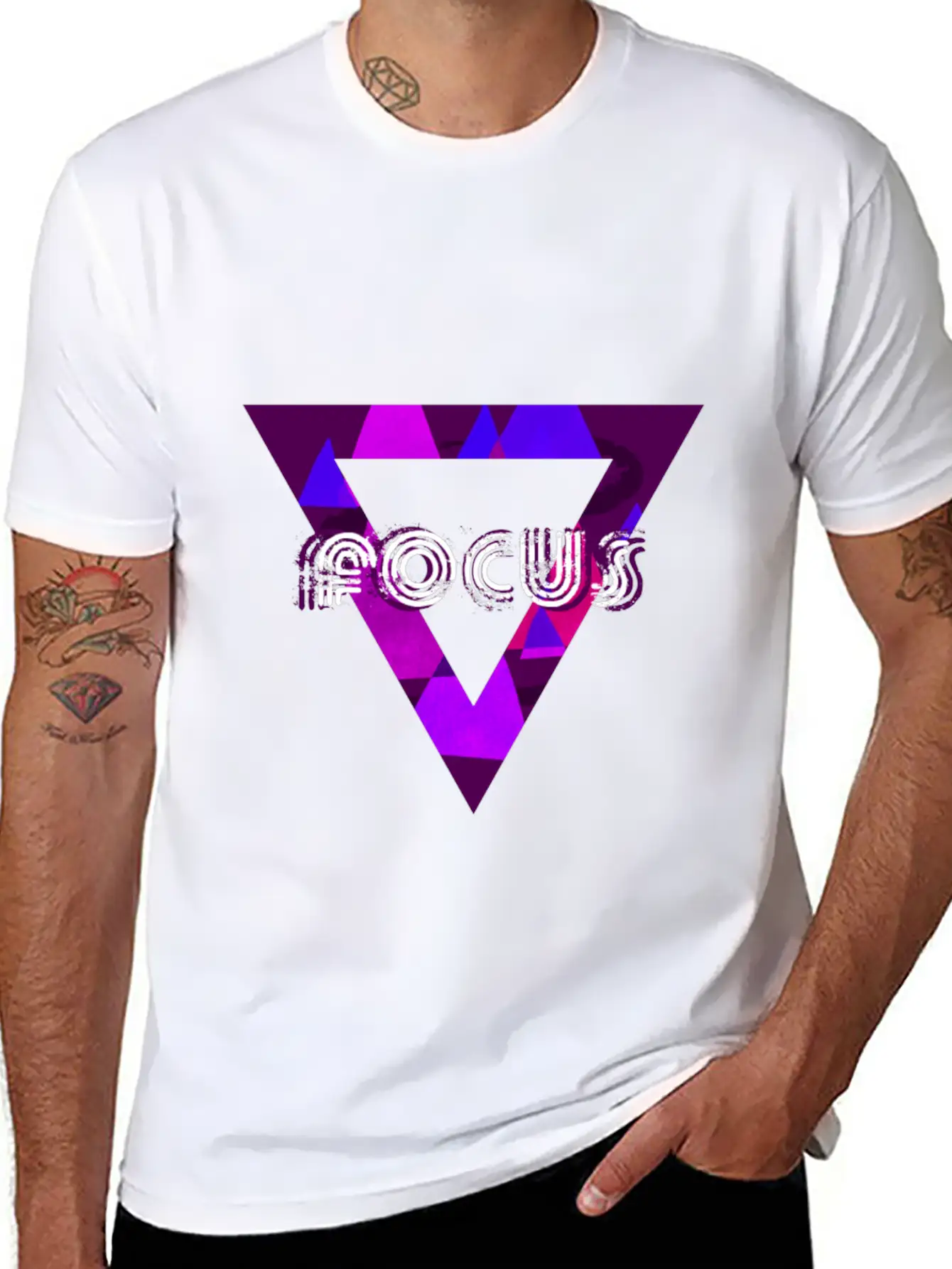 Focus Triangle Neon Inspired Motivational Design Unisex Casual T-Shirt – Clean Design For Daily Comfort