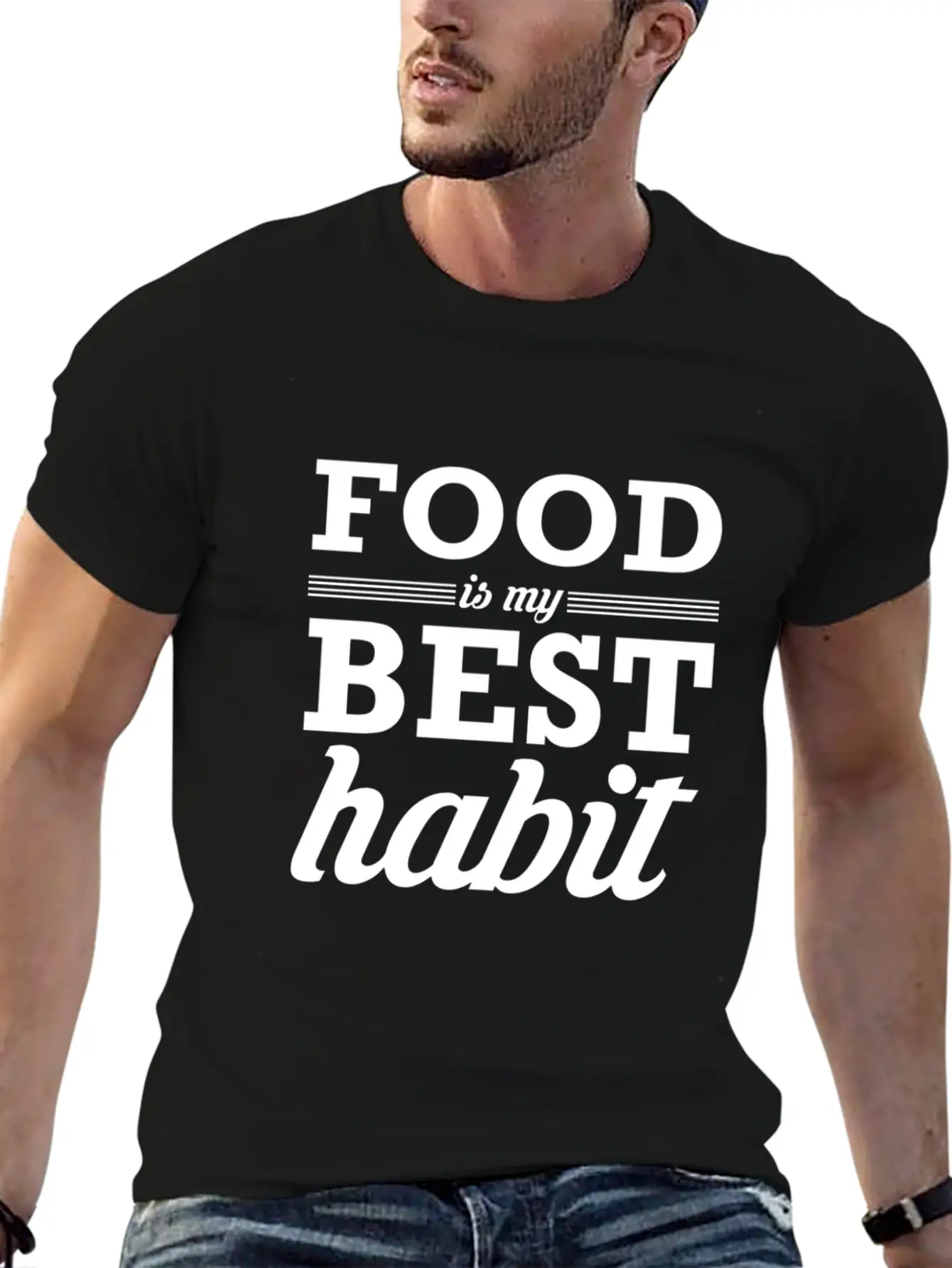 Food My Best Habit White Unisex Casual T-Shirt – Clean Design For Daily Comfort