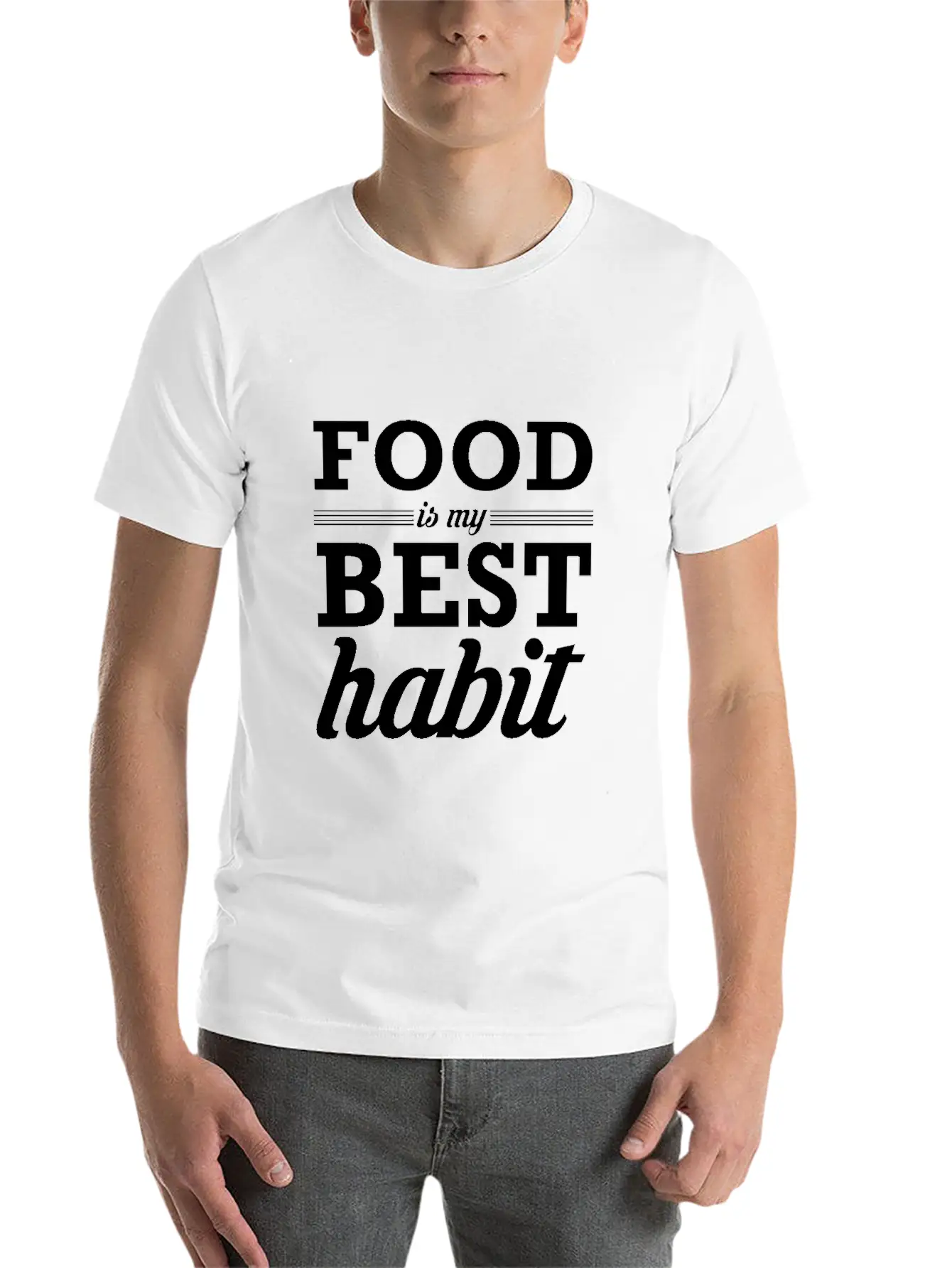 Food My Best Habit White Unisex Casual T-Shirt – Clean Design For Daily Comfort