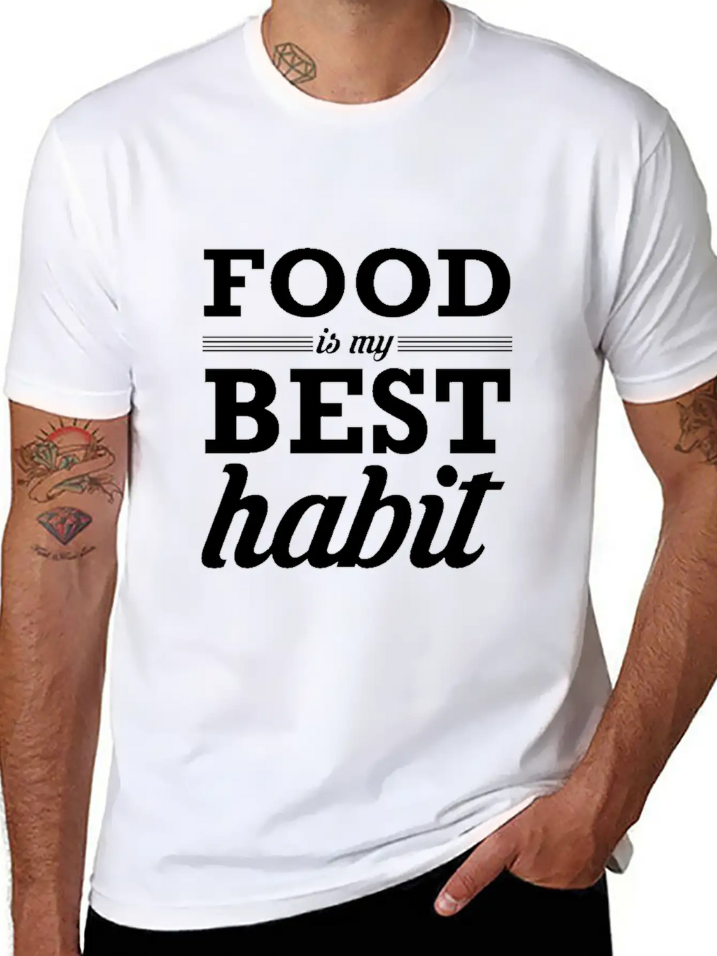 Food My Best Habit White Unisex Casual T-Shirt – Clean Design For Daily Comfort