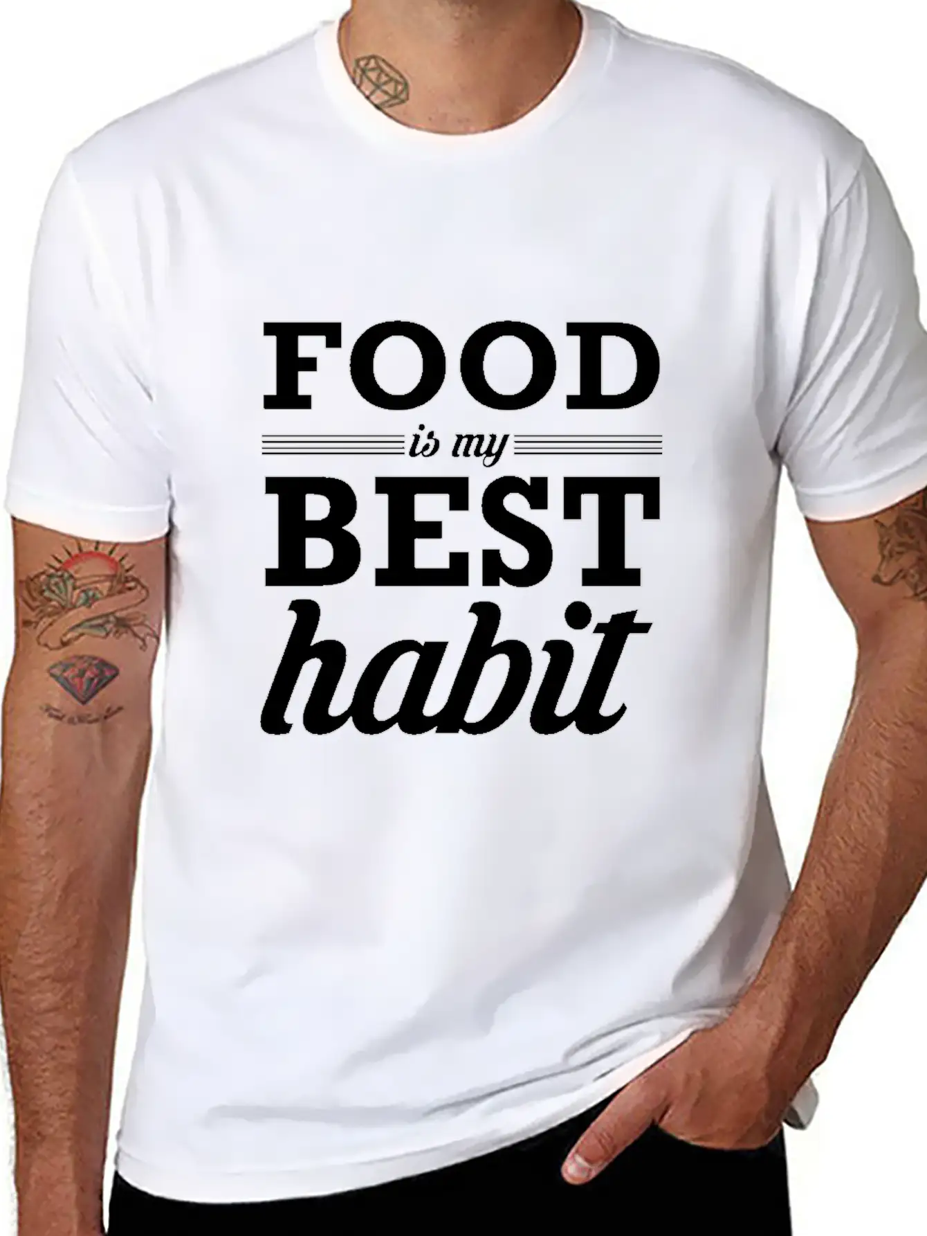 Food My Best Habit White Unisex Casual T-Shirt – Clean Design For Daily Comfort