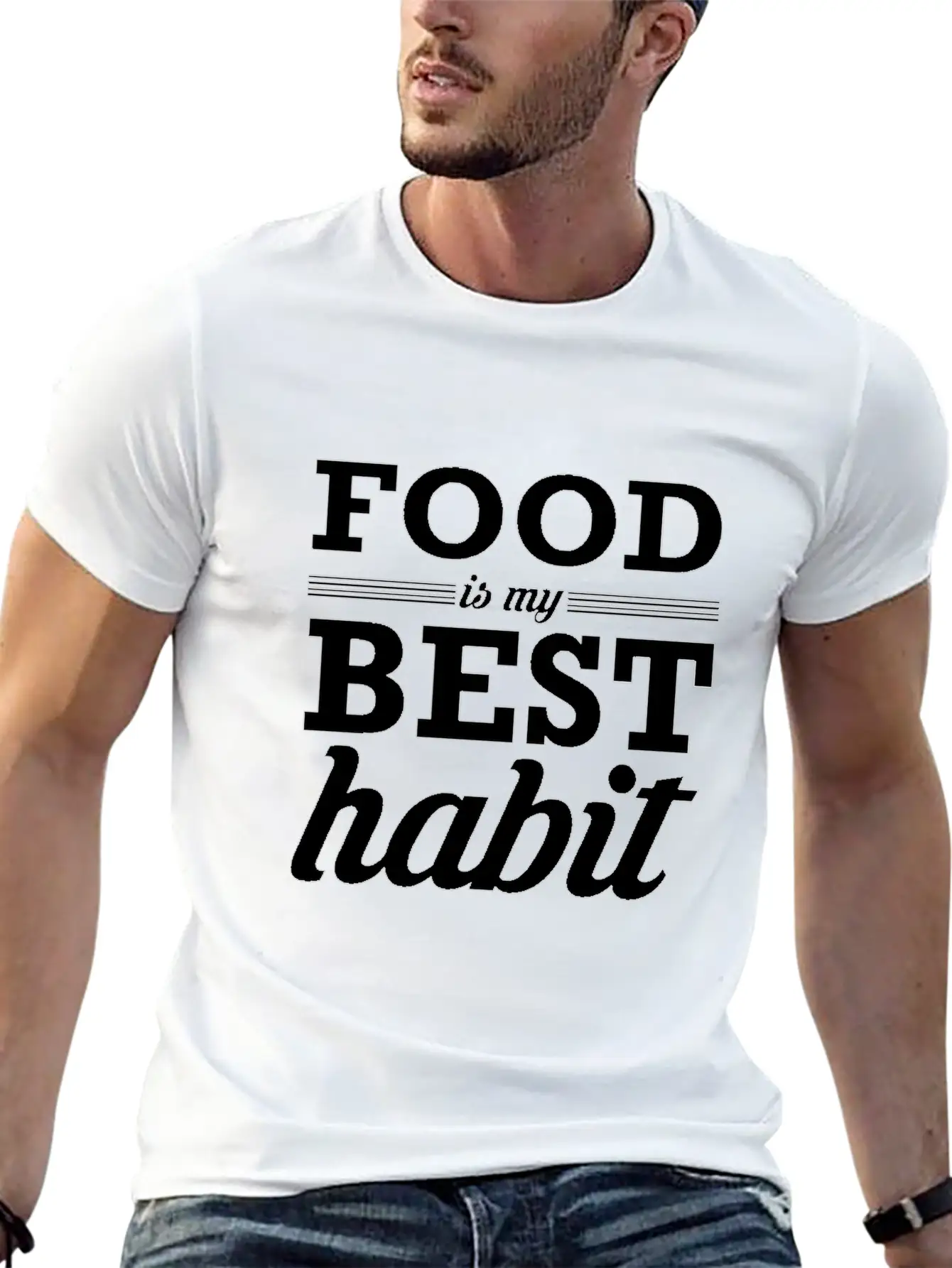 Food My Best Habit White Unisex Casual T-Shirt – Clean Design For Daily Comfort