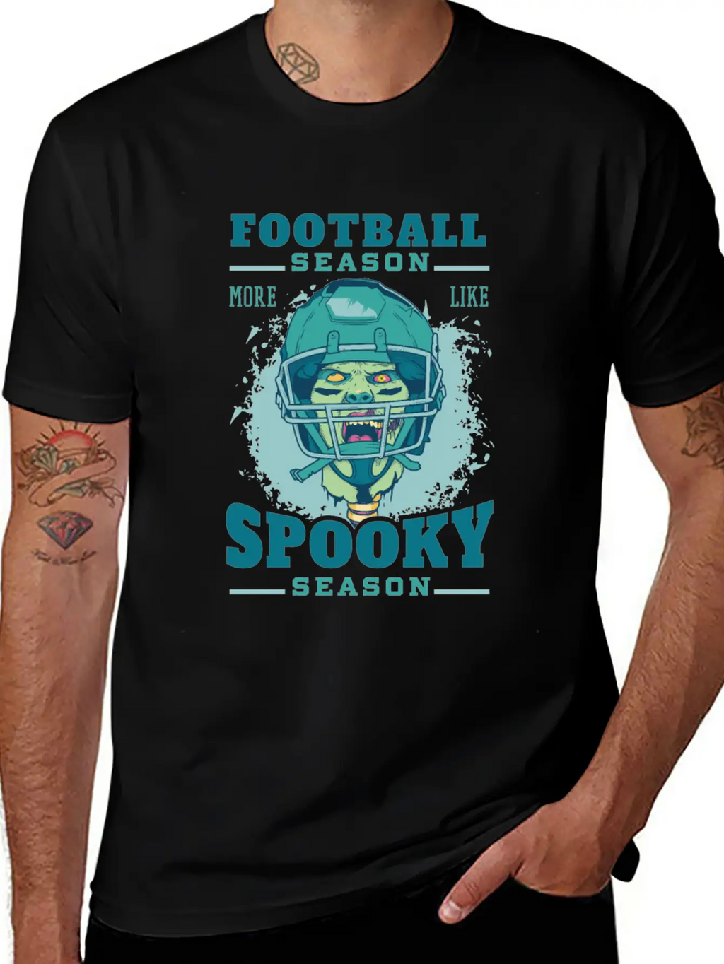 Football Season Spooky Season Zombie Football Seas Essential Cotton Tee For Daily Outfits – Unisex Style