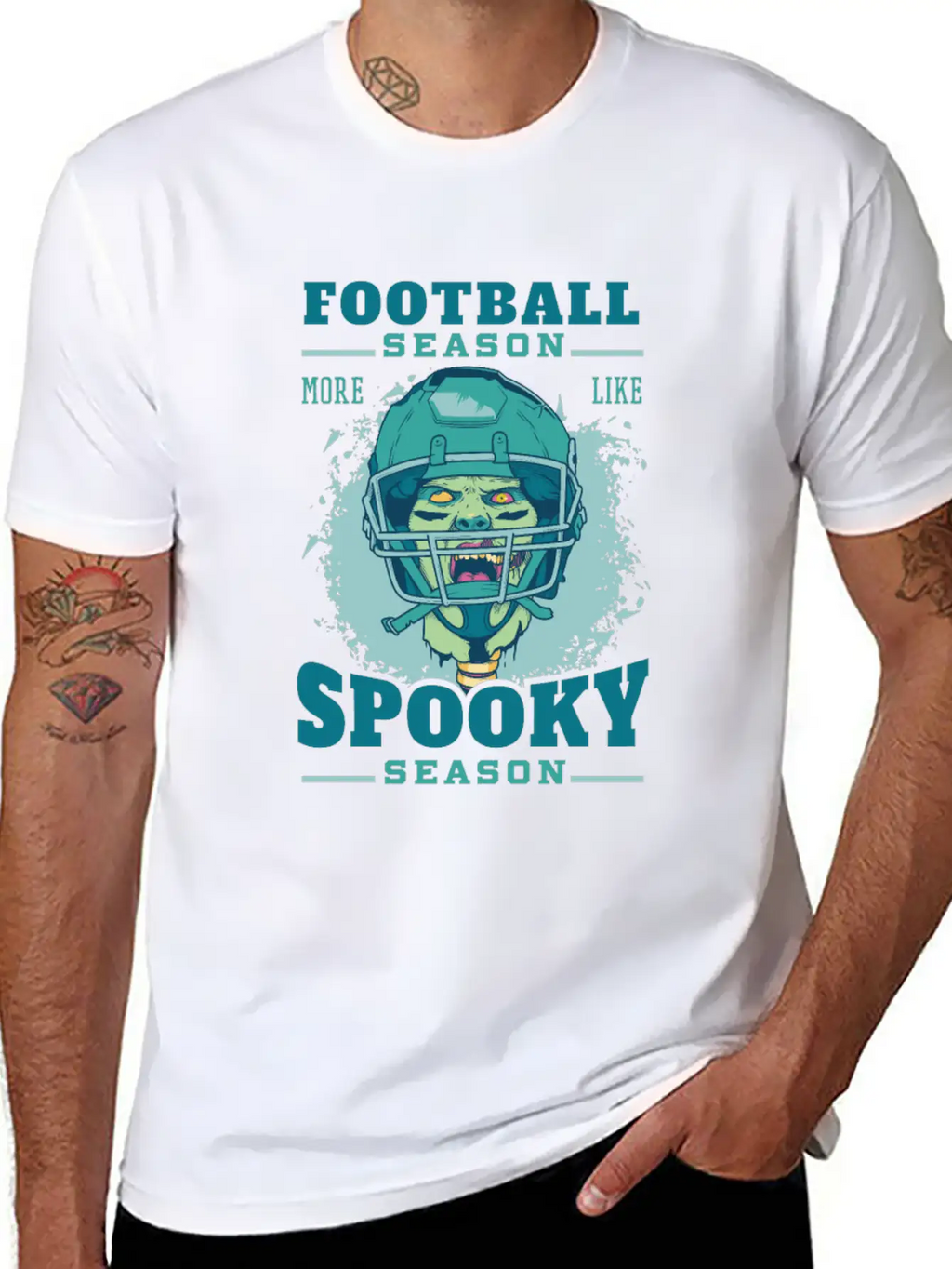 Football Season Spooky Season Zombie Football Seas Essential Cotton Tee For Daily Outfits – Unisex Style