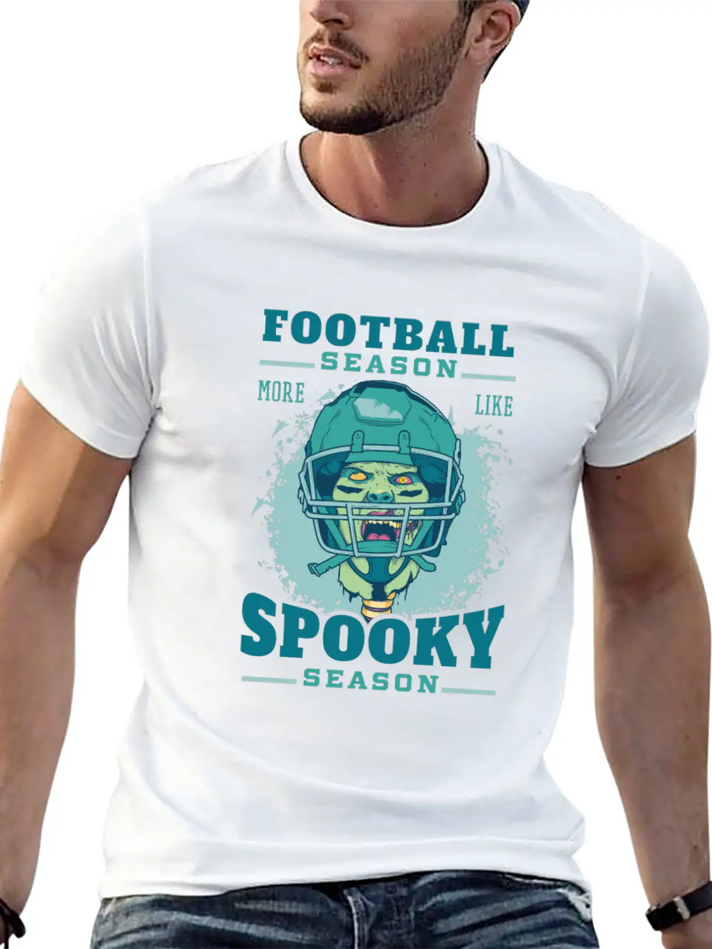 Football Season Spooky Season Zombie Football Seas Essential Cotton Tee For Daily Outfits – Unisex Style