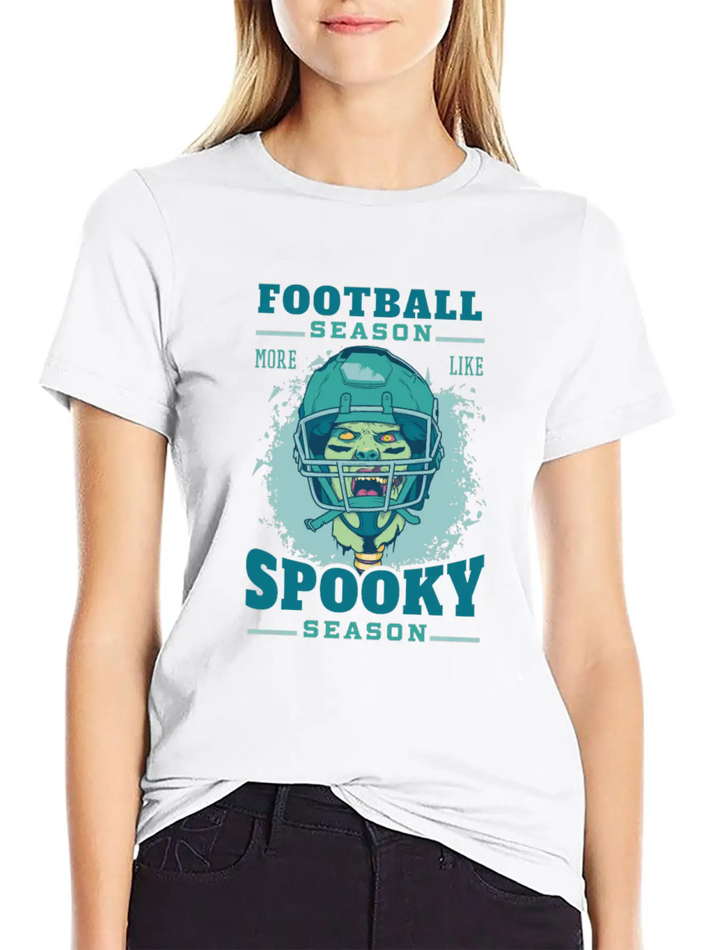 Football Season Spooky Season Zombie Football Seas Essential Cotton Tee For Daily Outfits – Unisex Style