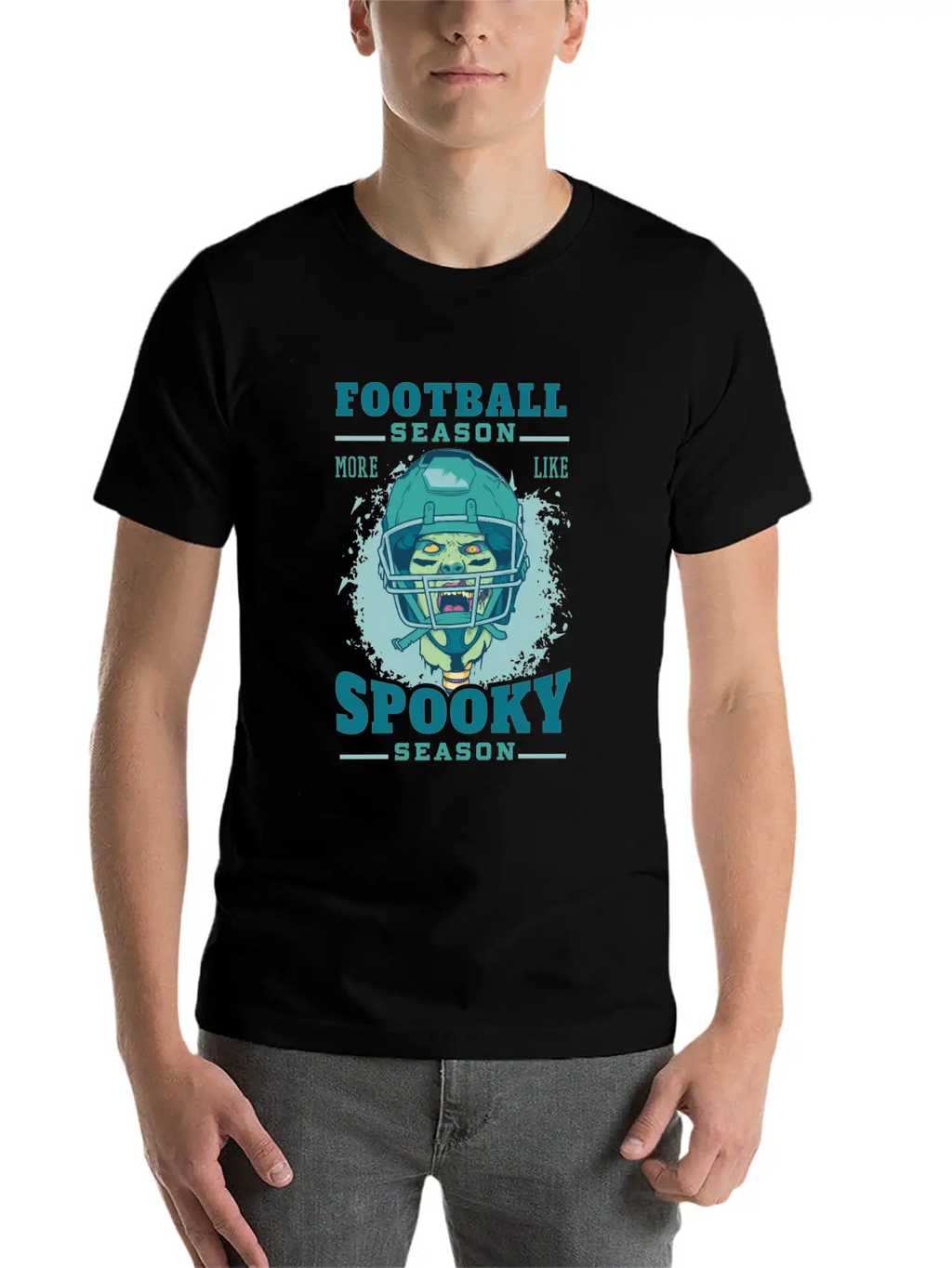 Football Season Spooky Season Zombie Football Seas Essential Cotton Tee For Daily Outfits – Unisex Style