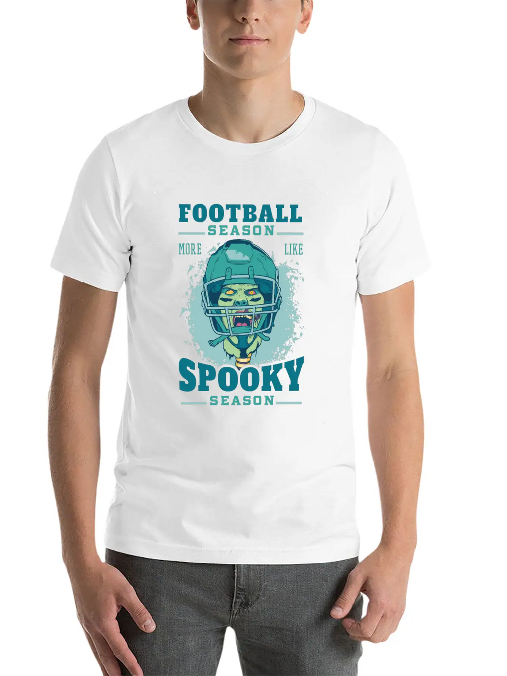 Football Season Spooky Season Zombie Football Seas Essential Cotton Tee For Daily Outfits – Unisex Style