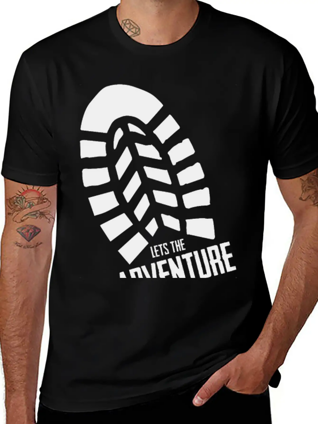 Footprints - LETS THE ADVENTURE BEGIN Unisex Short Sleeve Soft Cotton T-Shirt – Casual Everyday Wear