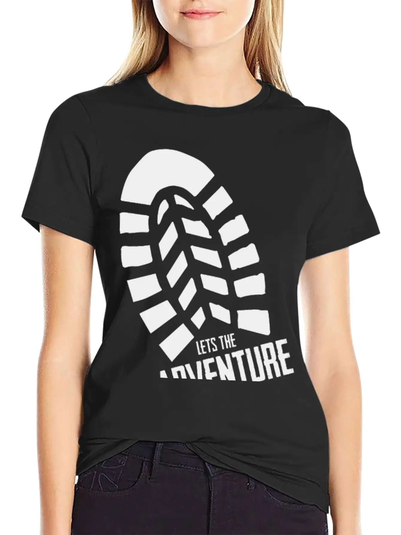 Footprints - LETS THE ADVENTURE BEGIN Unisex Short Sleeve Soft Cotton T-Shirt – Casual Everyday Wear