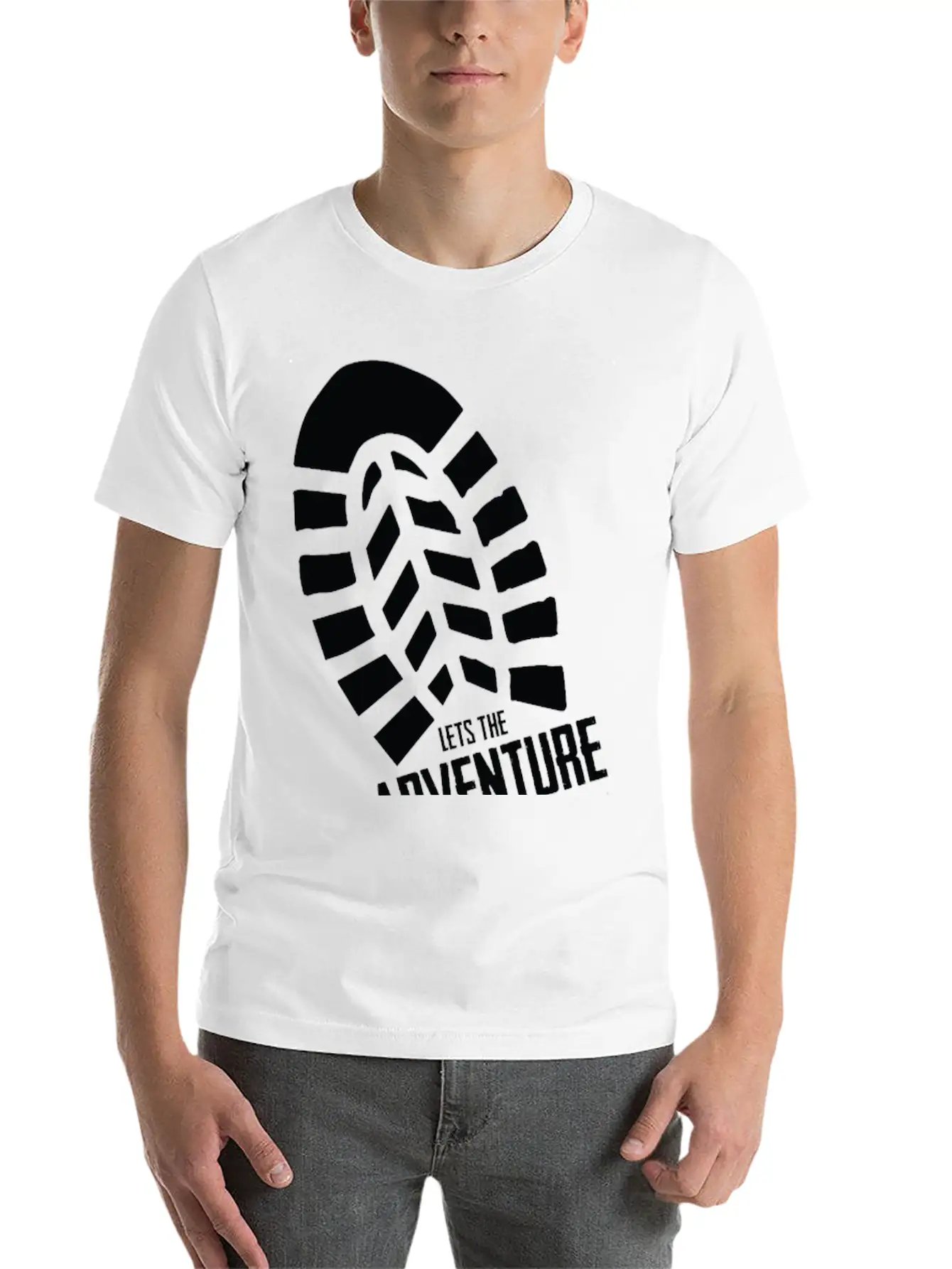 Footprints - LETS THE ADVENTURE BEGIN Unisex Short Sleeve Soft Cotton T-Shirt – Casual Everyday Wear