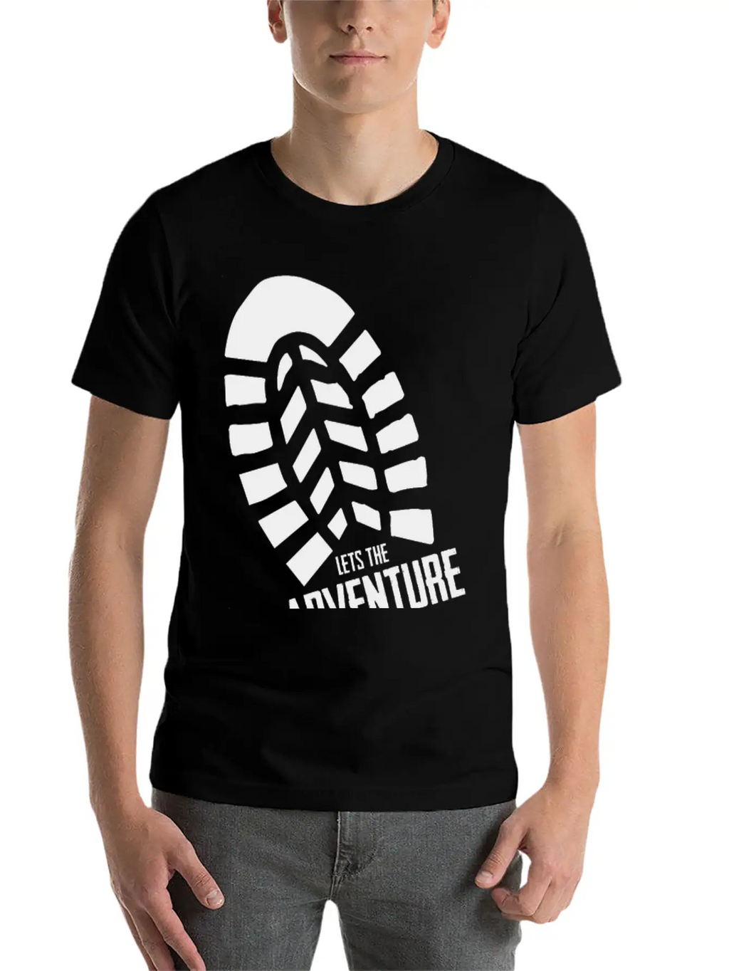 Footprints - LETS THE ADVENTURE BEGIN Unisex Short Sleeve Soft Cotton T-Shirt – Casual Everyday Wear