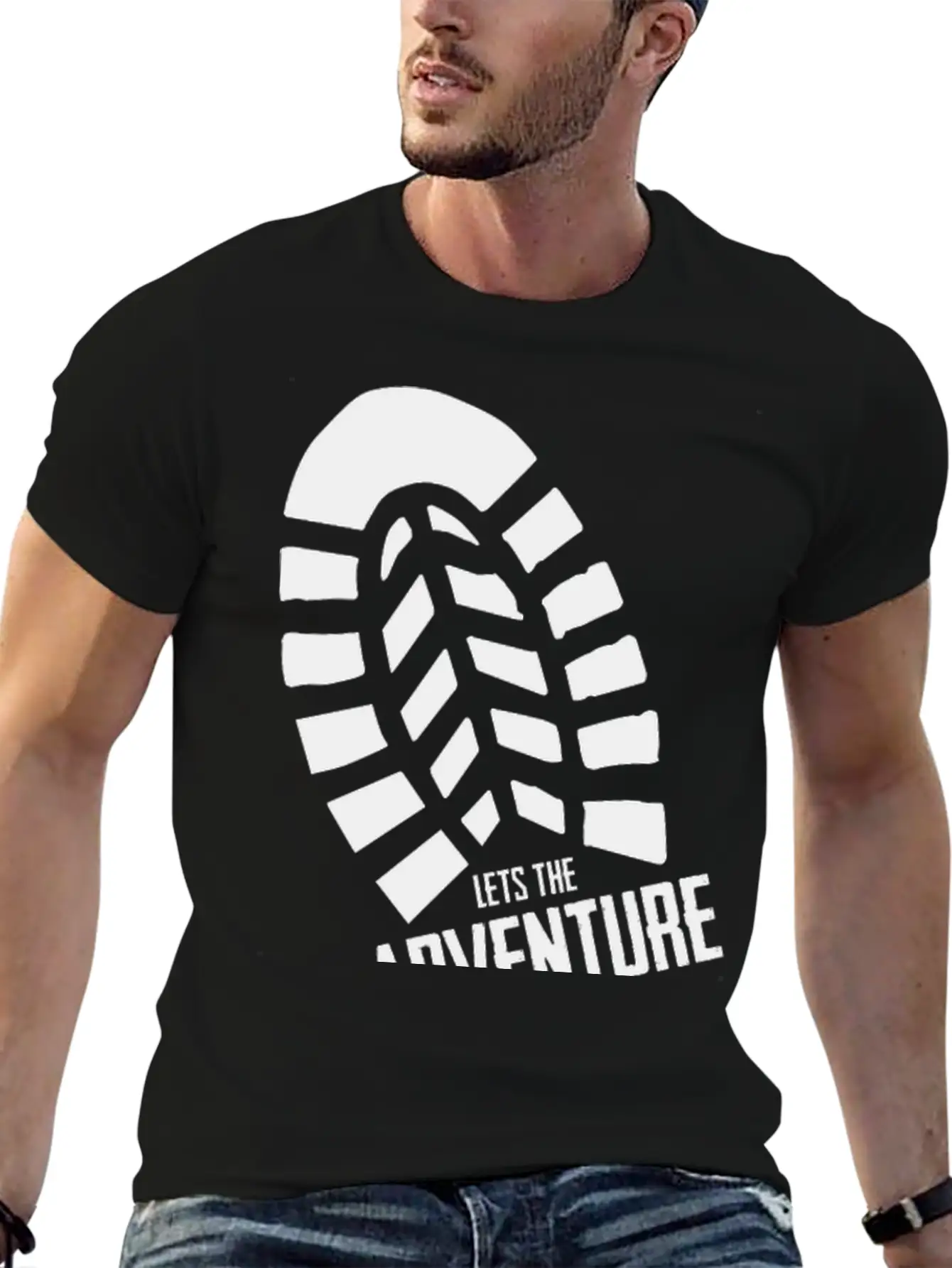 Footprints - LETS THE ADVENTURE BEGIN Unisex Short Sleeve Soft Cotton T-Shirt – Casual Everyday Wear