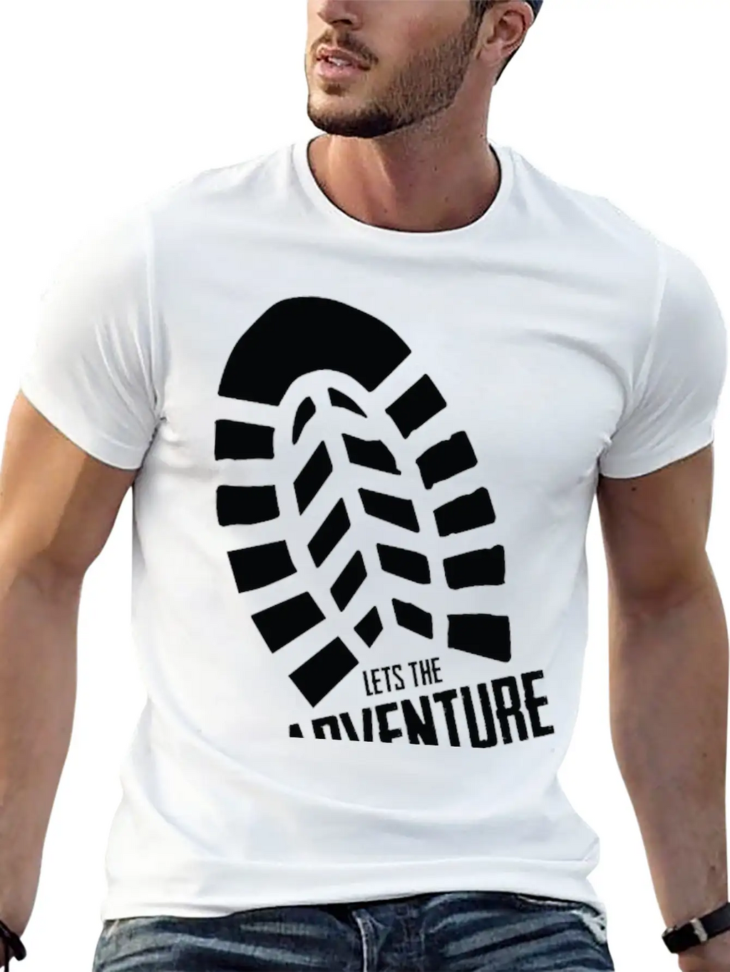 Footprints - LETS THE ADVENTURE BEGIN Unisex Short Sleeve Soft Cotton T-Shirt – Casual Everyday Wear