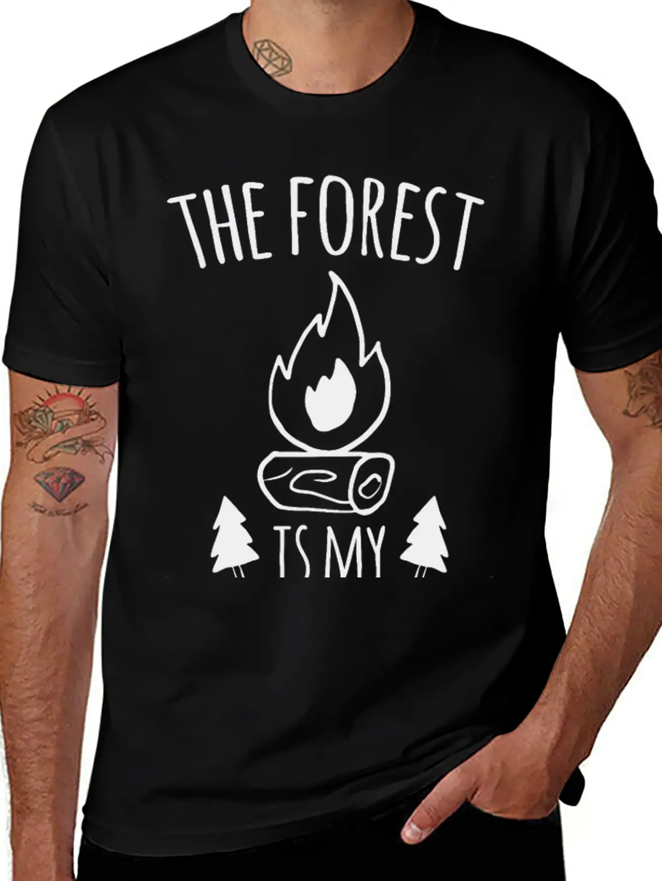 Forest Campfire Forest Road Unisex Short Sleeve Soft Cotton T-Shirt – Casual Everyday Wear