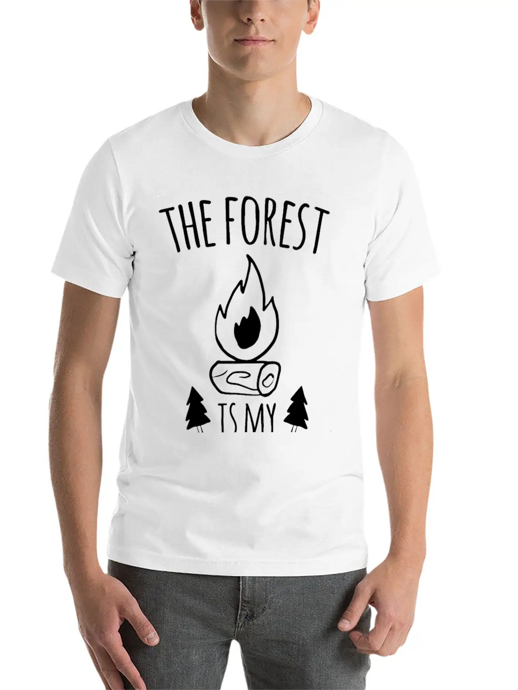 Forest Campfire Forest Road Unisex Short Sleeve Soft Cotton T-Shirt – Casual Everyday Wear