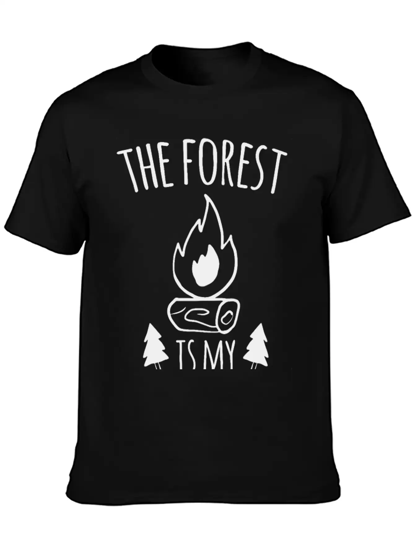 Forest Campfire Forest Road Unisex Short Sleeve Soft Cotton T-Shirt – Casual Everyday Wear