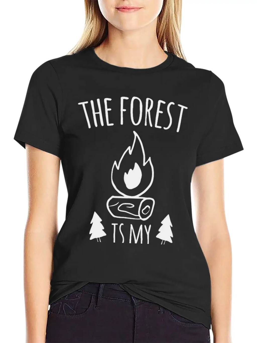 Forest Campfire Forest Road Unisex Short Sleeve Soft Cotton T-Shirt – Casual Everyday Wear