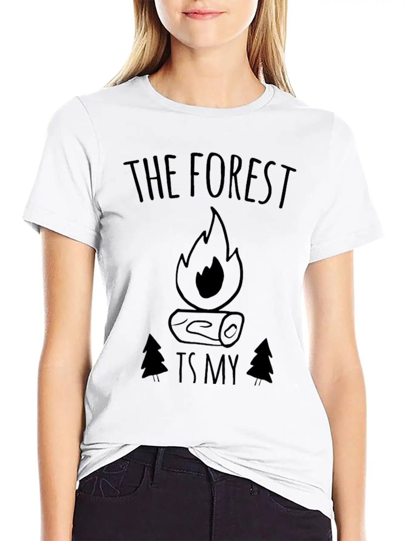 Forest Campfire Forest Road Unisex Short Sleeve Soft Cotton T-Shirt – Casual Everyday Wear