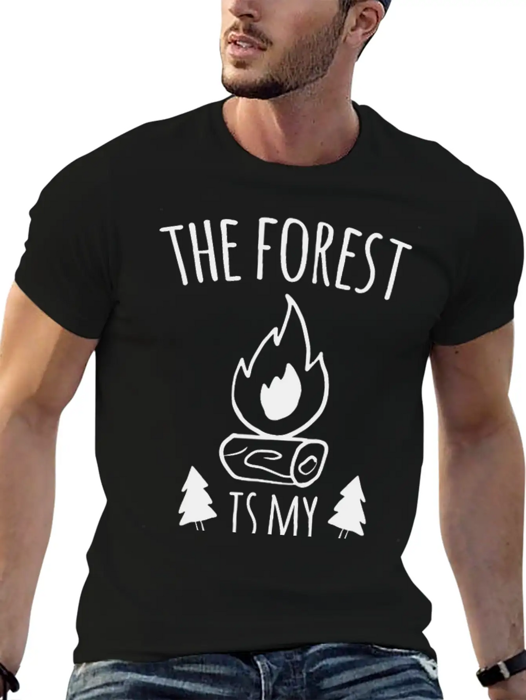 Forest Campfire Forest Road Unisex Short Sleeve Soft Cotton T-Shirt – Casual Everyday Wear