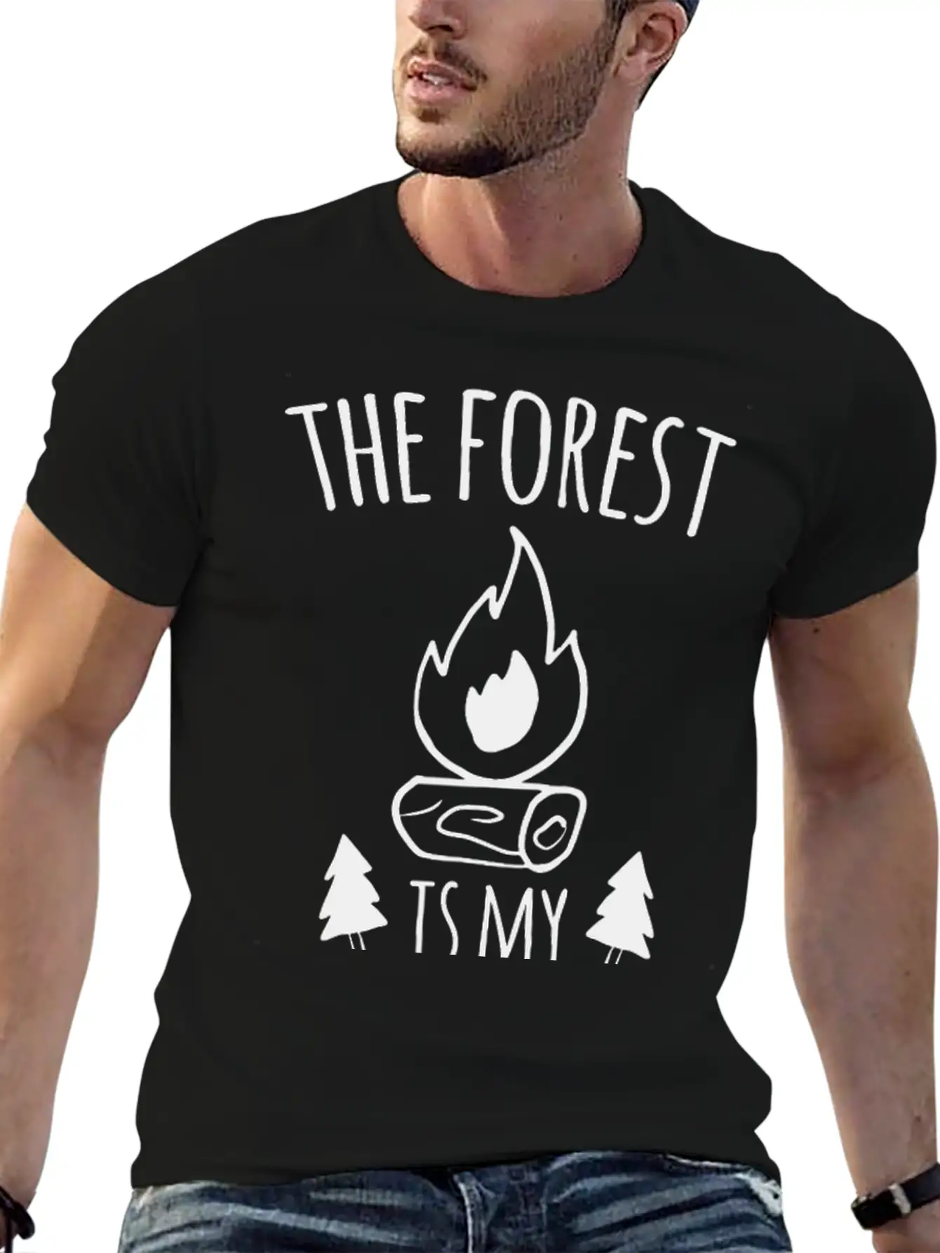 Forest Campfire Forest Road Unisex Short Sleeve Soft Cotton T-Shirt – Casual Everyday Wear