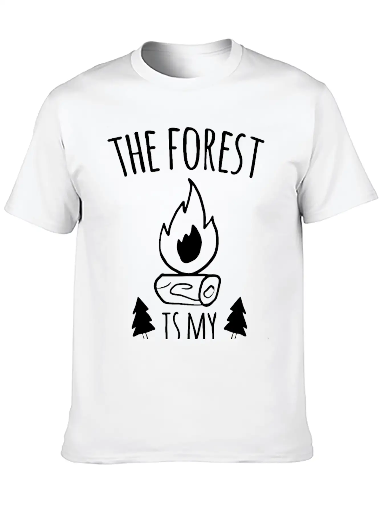 Forest Campfire Forest Road Unisex Short Sleeve Soft Cotton T-Shirt – Casual Everyday Wear