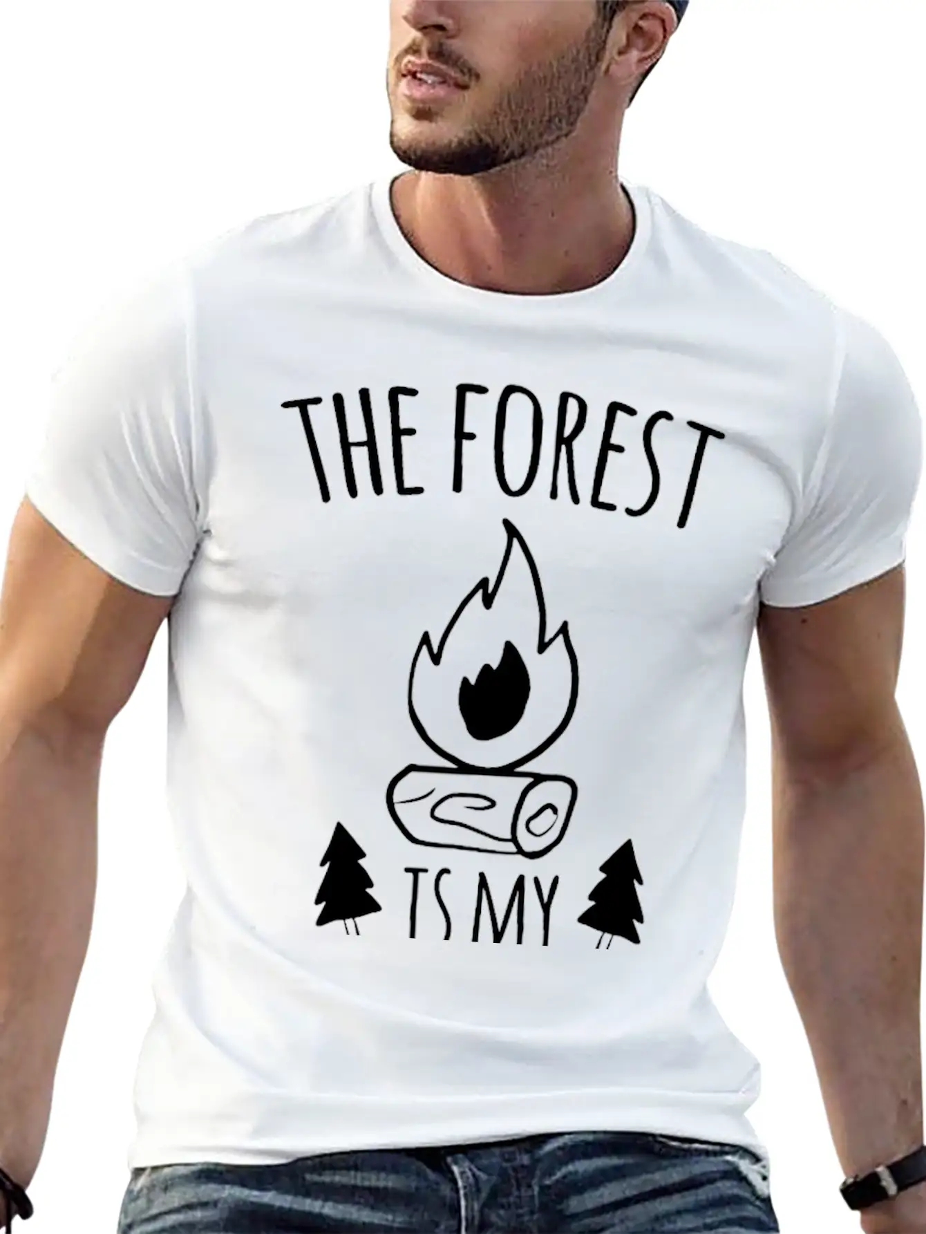 Forest Campfire Forest Road Unisex Short Sleeve Soft Cotton T-Shirt – Casual Everyday Wear