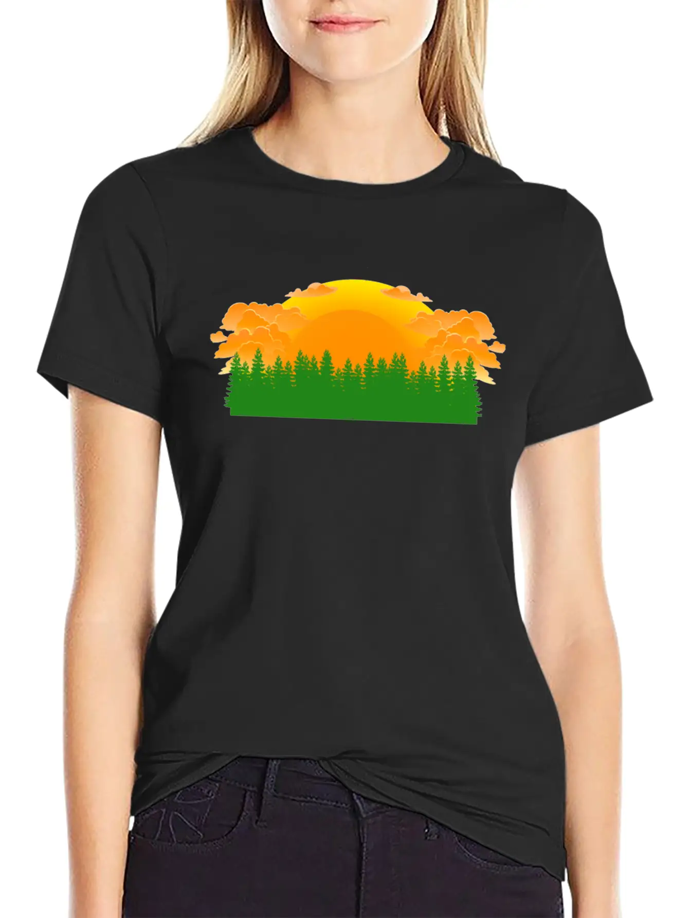 Forest Sunrise Unisex Casual T-Shirt – Clean Design For Daily Comfort