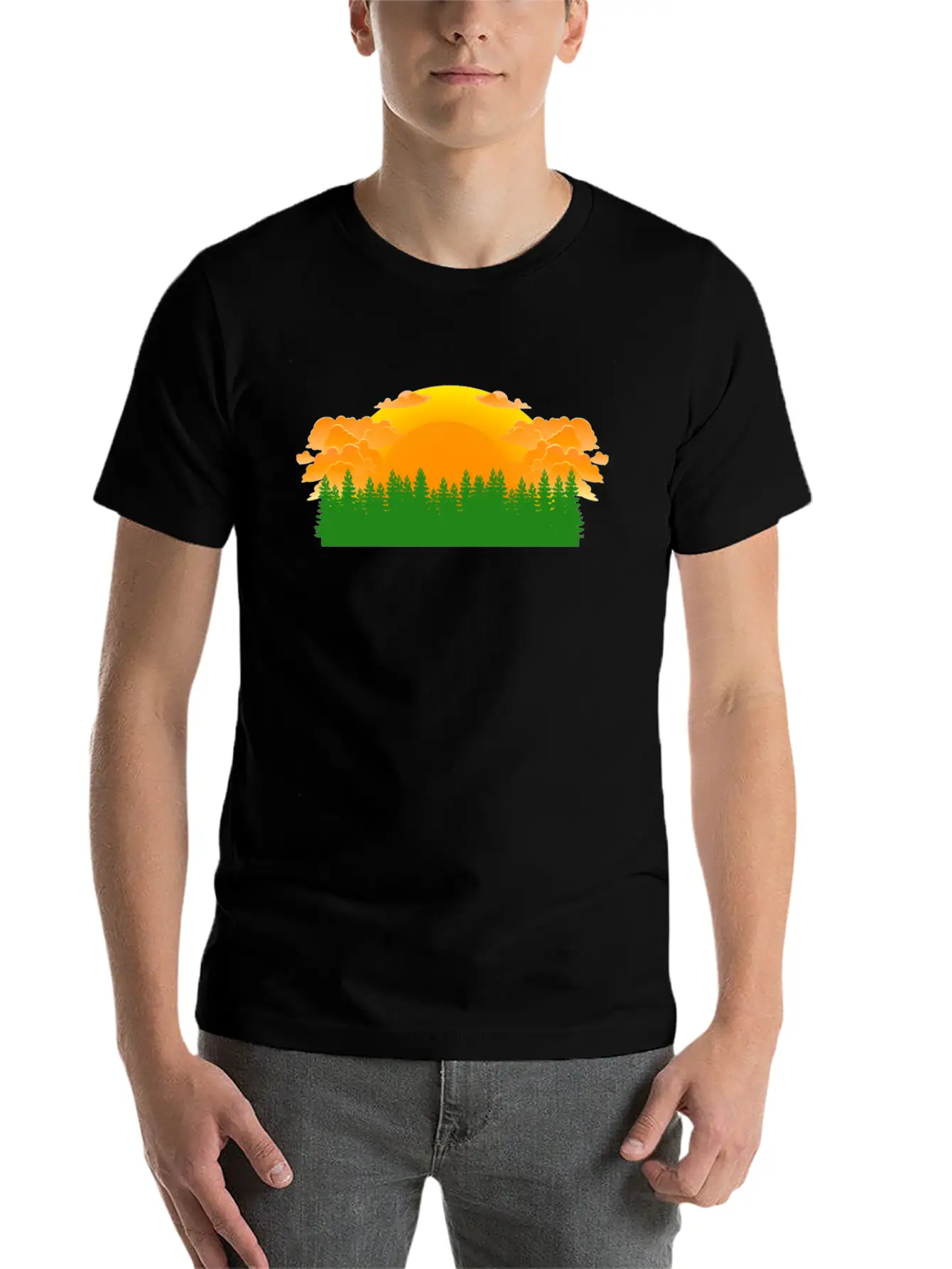 Forest Sunrise Unisex Casual T-Shirt – Clean Design For Daily Comfort