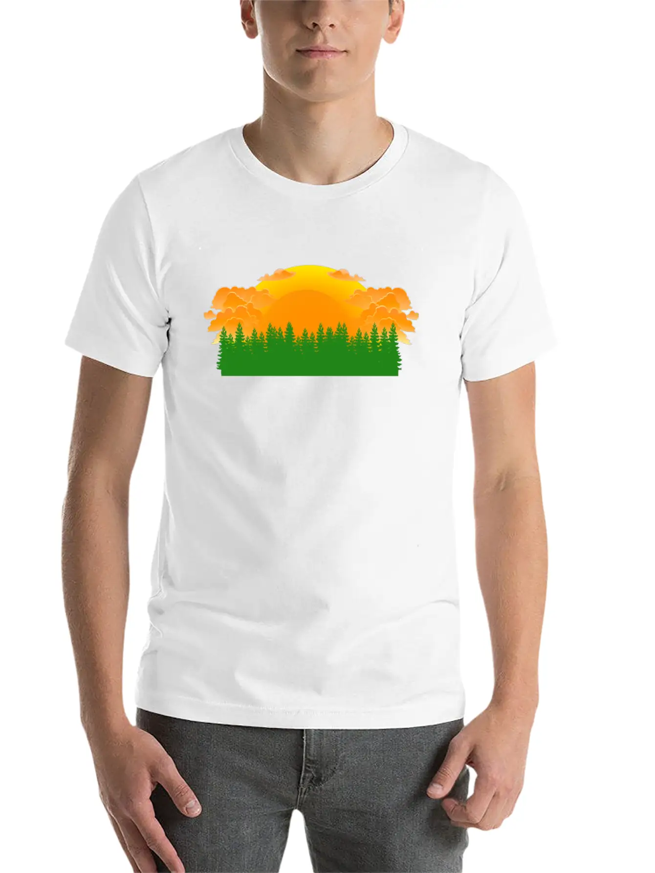 Forest Sunrise Unisex Casual T-Shirt – Clean Design For Daily Comfort