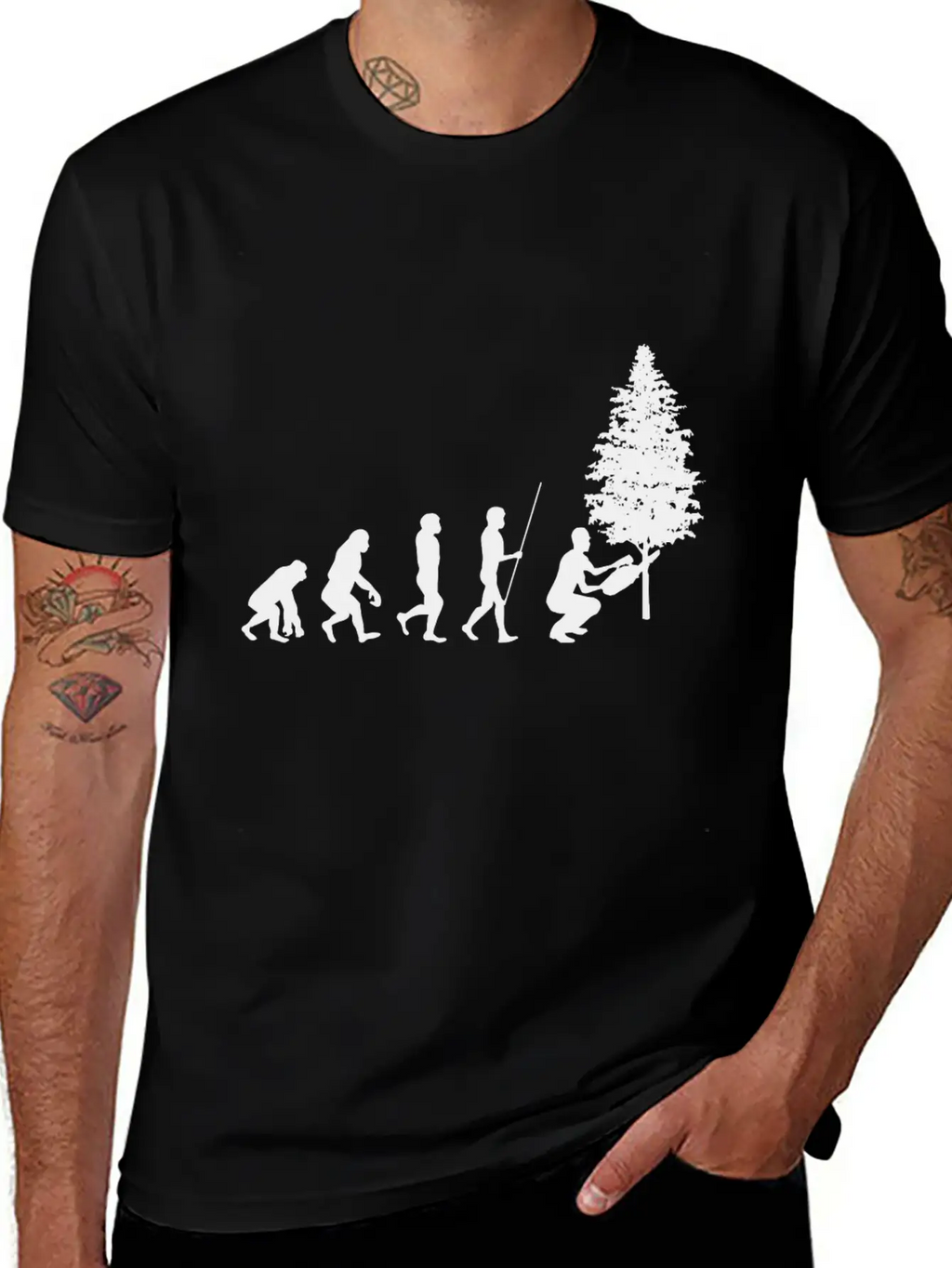 Forester Evolution Forest Nature Unisex Short Sleeve Soft Cotton T-Shirt – Casual Everyday Wear