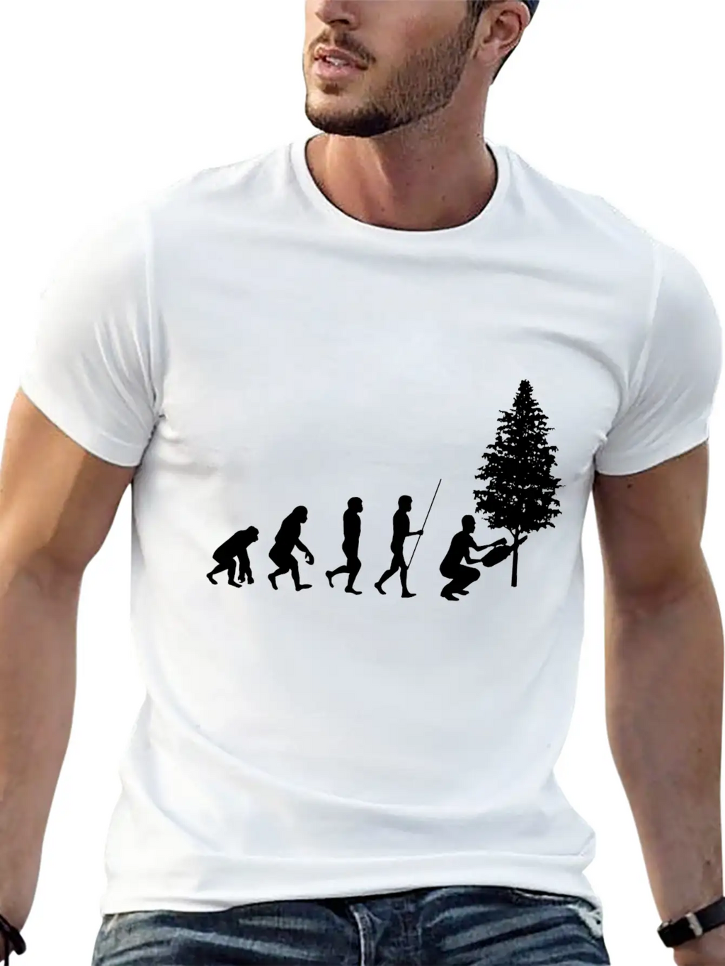 Forester Evolution Forest Nature Unisex Short Sleeve Soft Cotton T-Shirt – Casual Everyday Wear