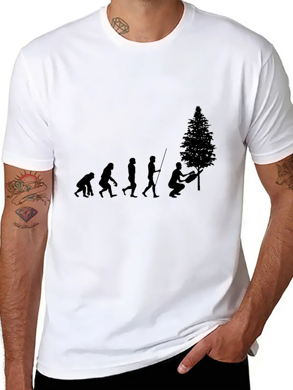 Forester Evolution Forest Nature Unisex Short Sleeve Soft Cotton T-Shirt – Casual Everyday Wear