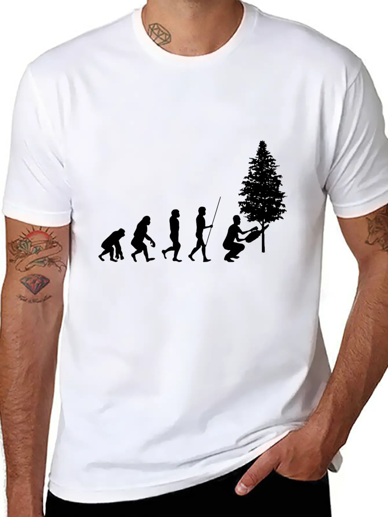Forester Evolution Forest Nature Unisex Short Sleeve Soft Cotton T-Shirt – Casual Everyday Wear
