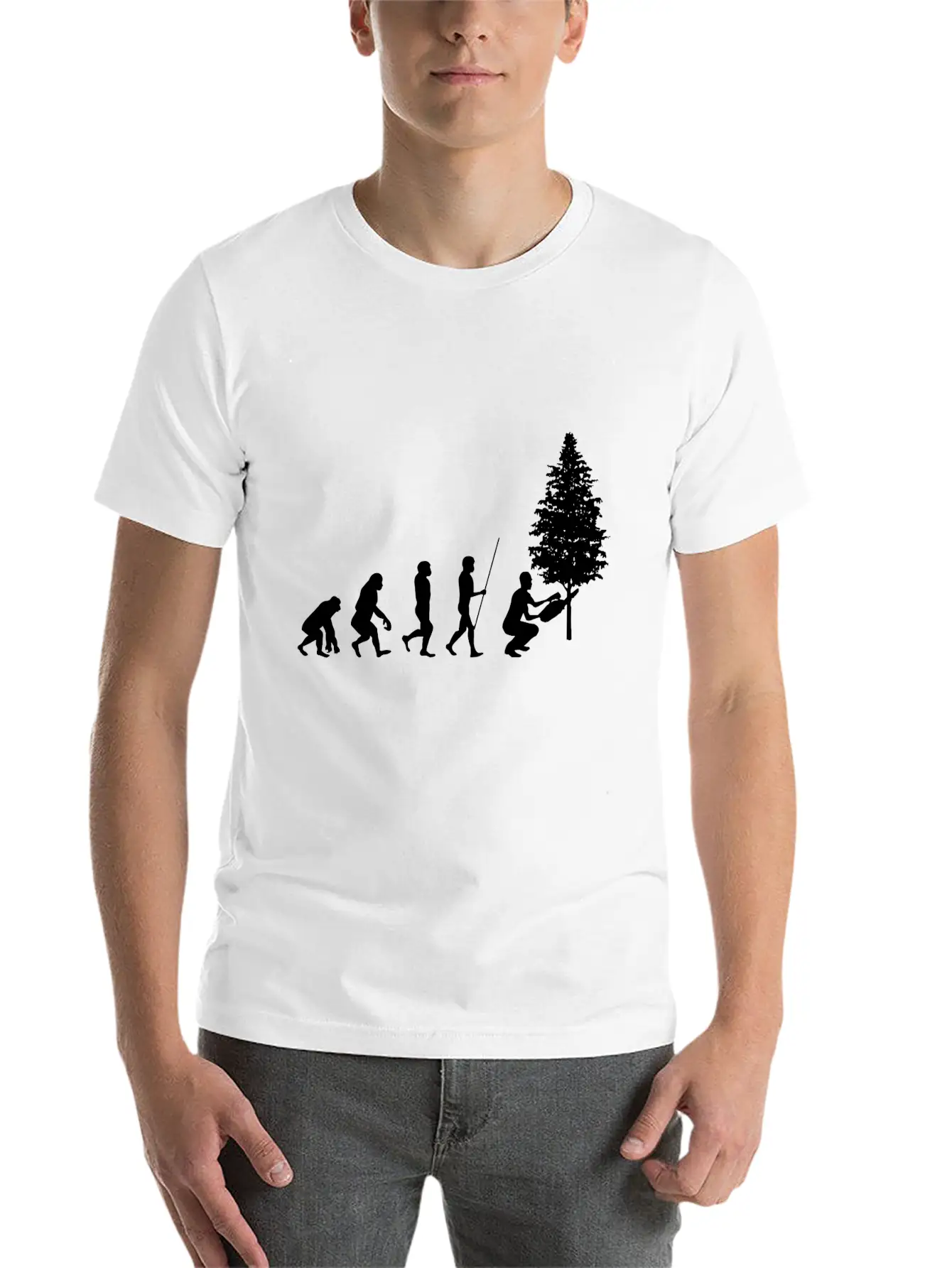 Forester Evolution Forest Nature Unisex Short Sleeve Soft Cotton T-Shirt – Casual Everyday Wear