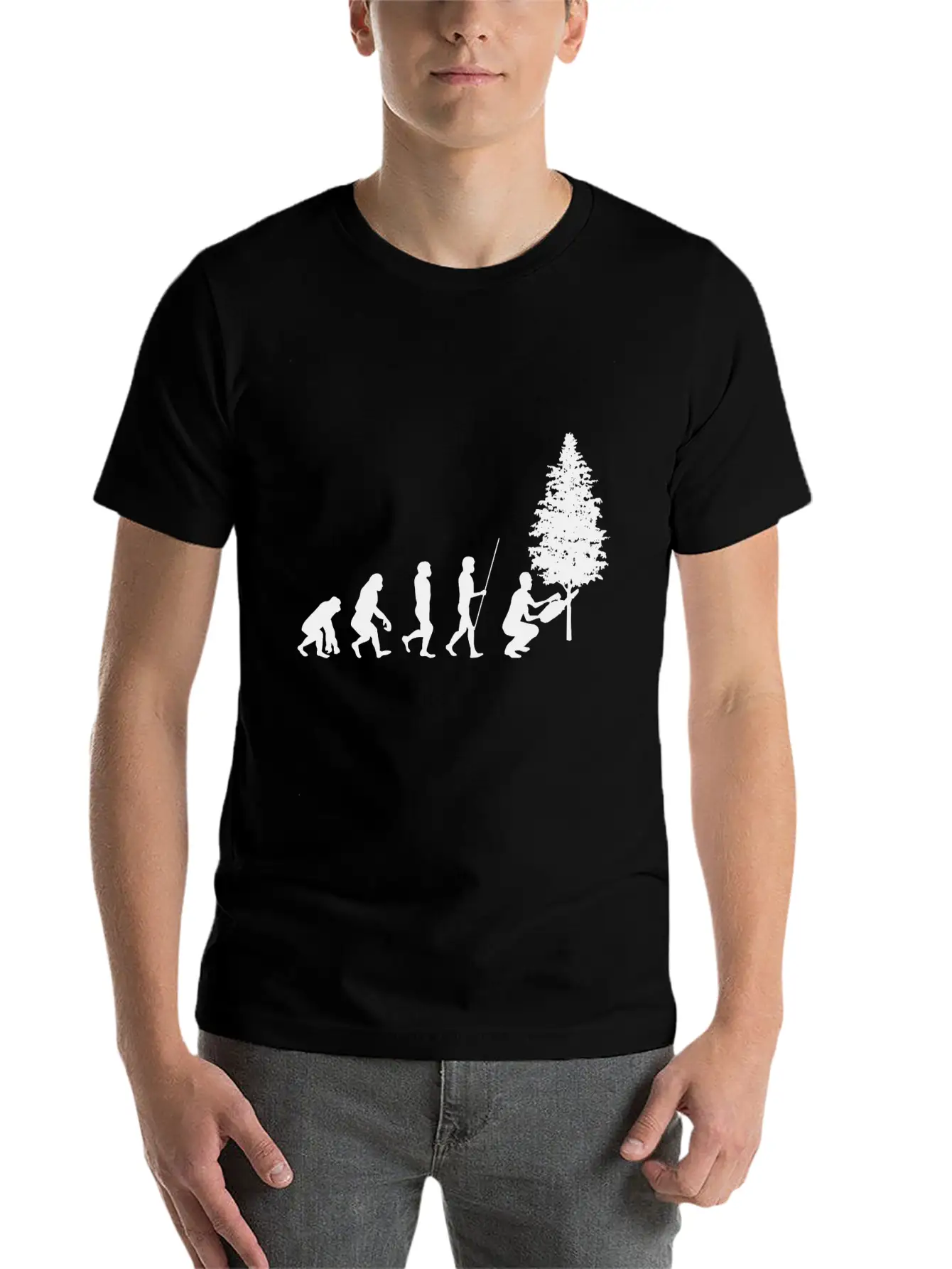 Forester Evolution Forest Nature Unisex Short Sleeve Soft Cotton T-Shirt – Casual Everyday Wear