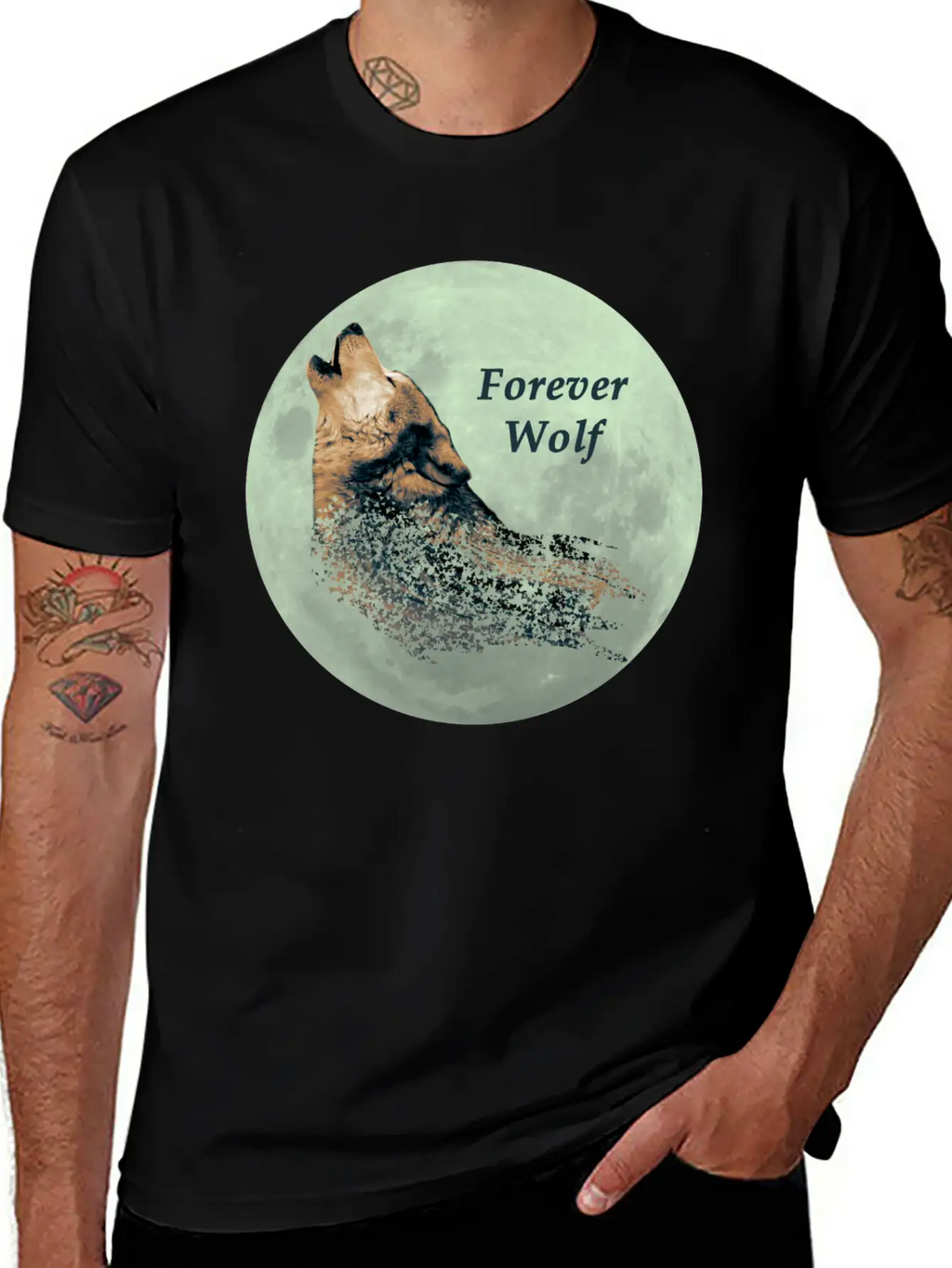 Forever Wolf Over Full Moon Night Classic Fit Graphic Tee For Daily Comfort – Unisex Cotton Shirt
