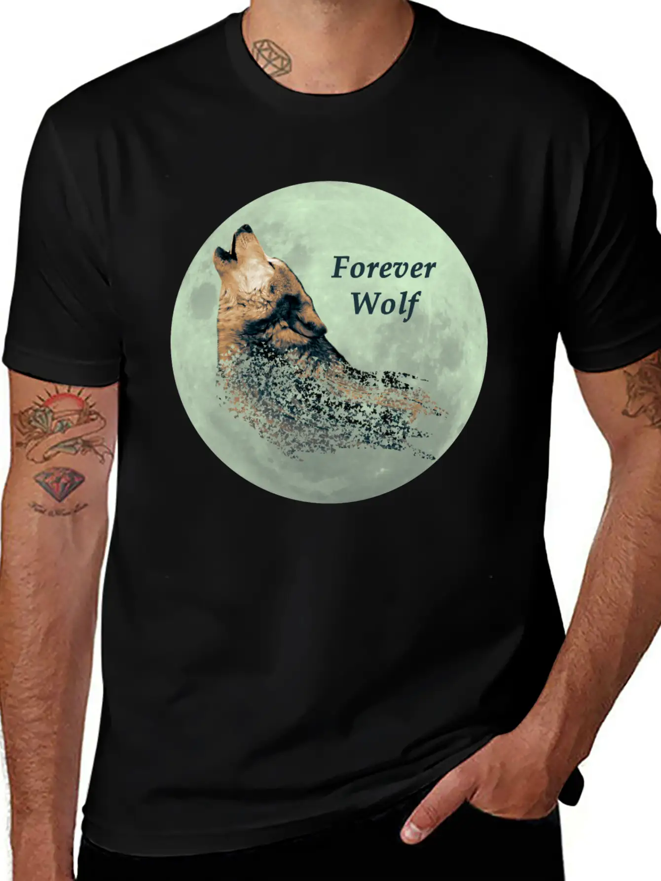Forever Wolf Over Full Moon Night Classic Fit Graphic Tee For Daily Comfort – Unisex Cotton Shirt